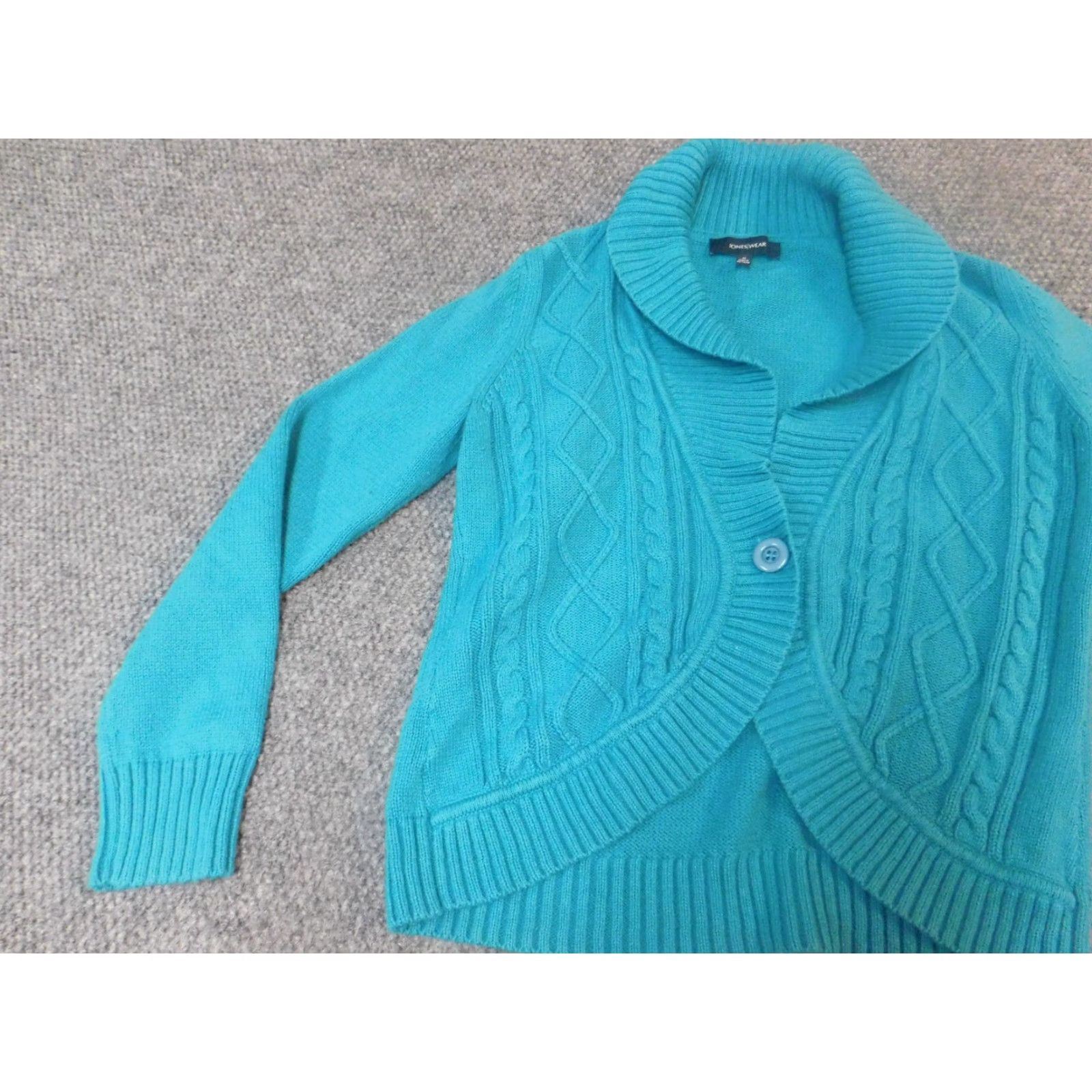 Vintage Jones Wear Womens Sweater Cardigan Long Sleeve Round Neck Puff Sleeve Blue M Knit Cotton Button Bow Tie Vintage No Size M / US 6-8 / IT 42-44 - 3 Thumbnail