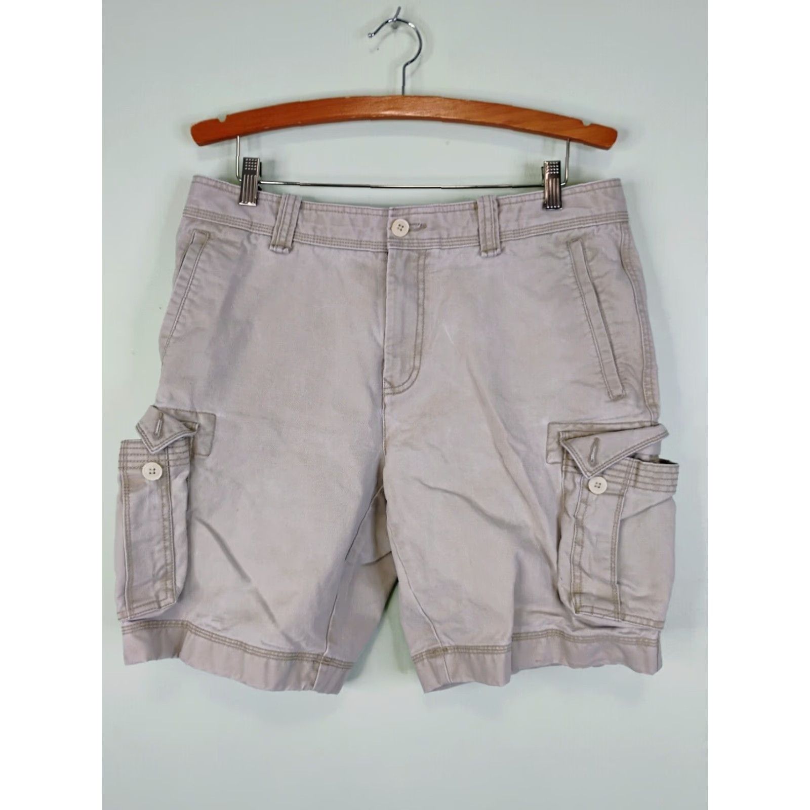 Tommy Bahama Tommy Bahama Cargo Shorts Mens 34 Beige Khaki Cotton Regular Inseam 9in Clothing Cargo Short Mens Size US 34 / EU 50 - 2 Thumbnail