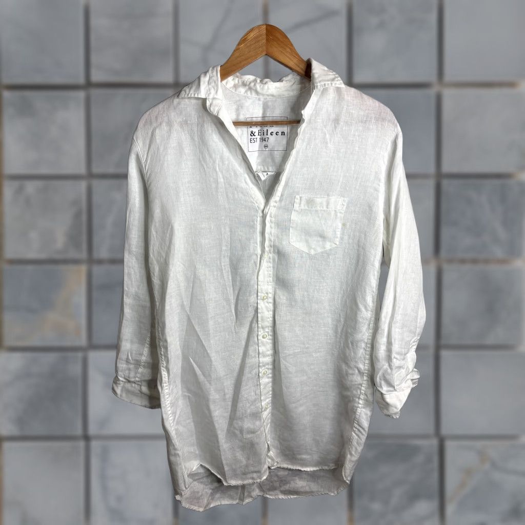 Frank & Eileen VINTAGE? No. Frank & Eileen Shirt Womens XXS White Button-Up Tunic Lightweight Size XXS / US 00 / IT 34 - 1 Thumbnail