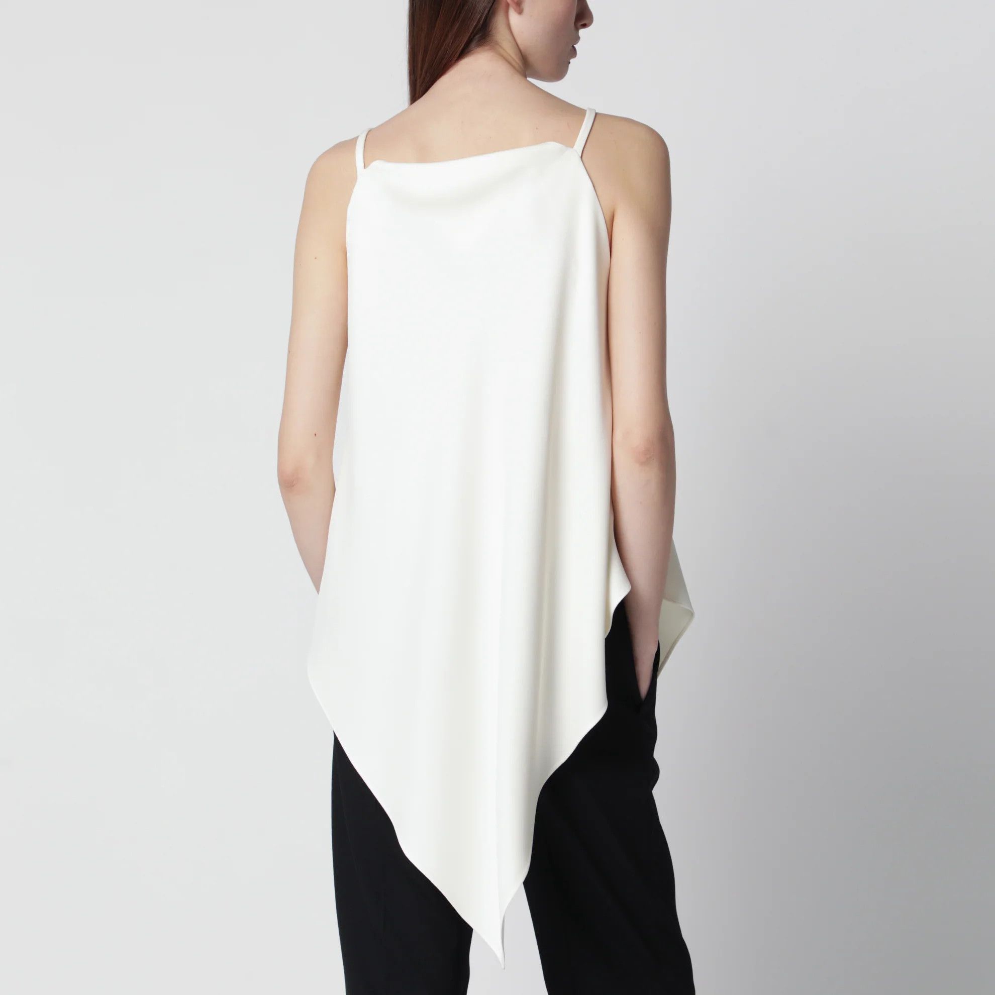 Balenciaga o1d2blof0426 Scarf-Inspired Wool And Silk Crepe Top In Ivory Size XS / US 0-2 / IT 36-38 - 3 Thumbnail