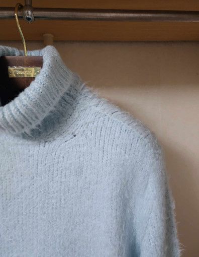 Tom Ford o1sm1stk0824 Brushed Pure Silk Rollneck Sweater Light Blue Size US L / EU 52-54 / 3 - 2 Thumbnail