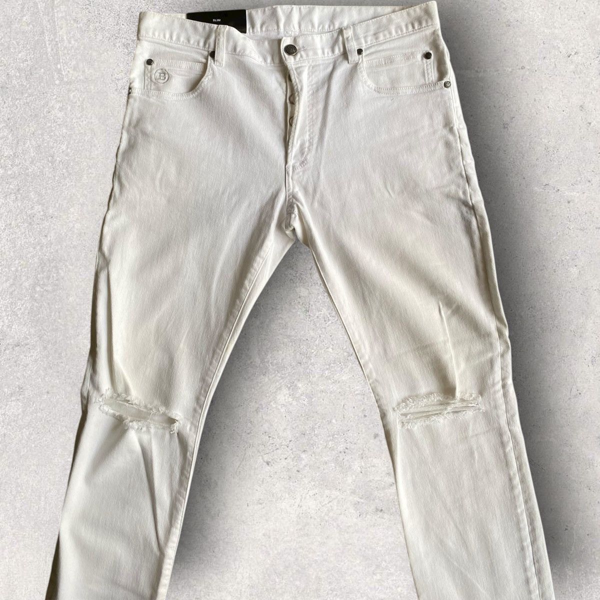 Balmain Balmain Knee Slit Slim Fit Jeans Size US 33 - 1 Thumbnail