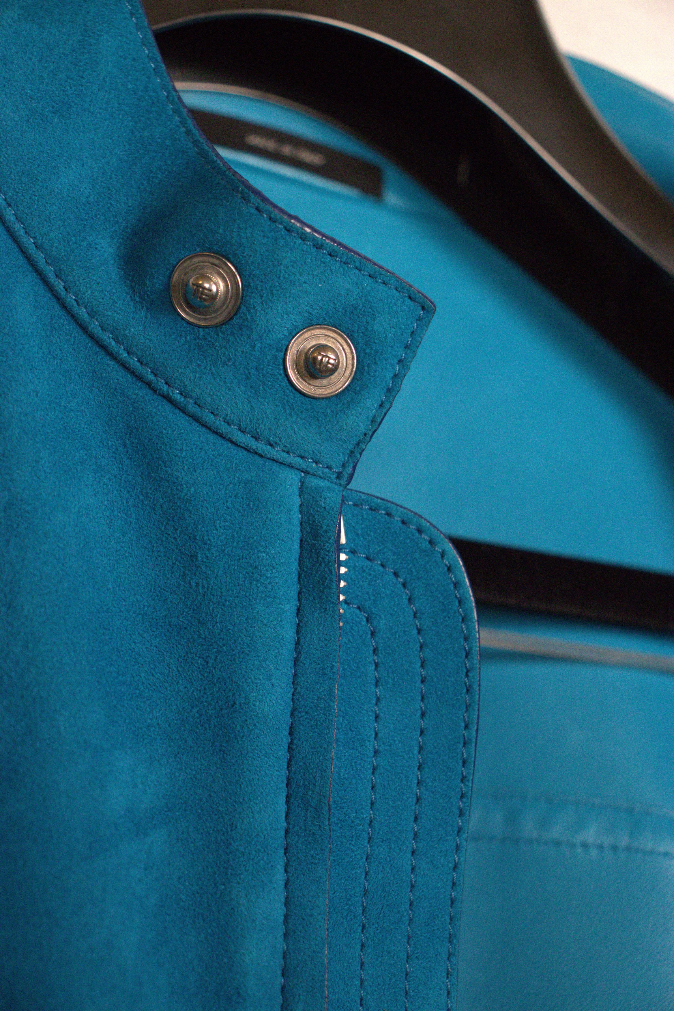 Tom Ford Tom Ford Lambskin Biker Jacket - Rare Teal IT50 BE420/TFL576 Size US M / EU 48-50 / 2 - 7 Thumbnail