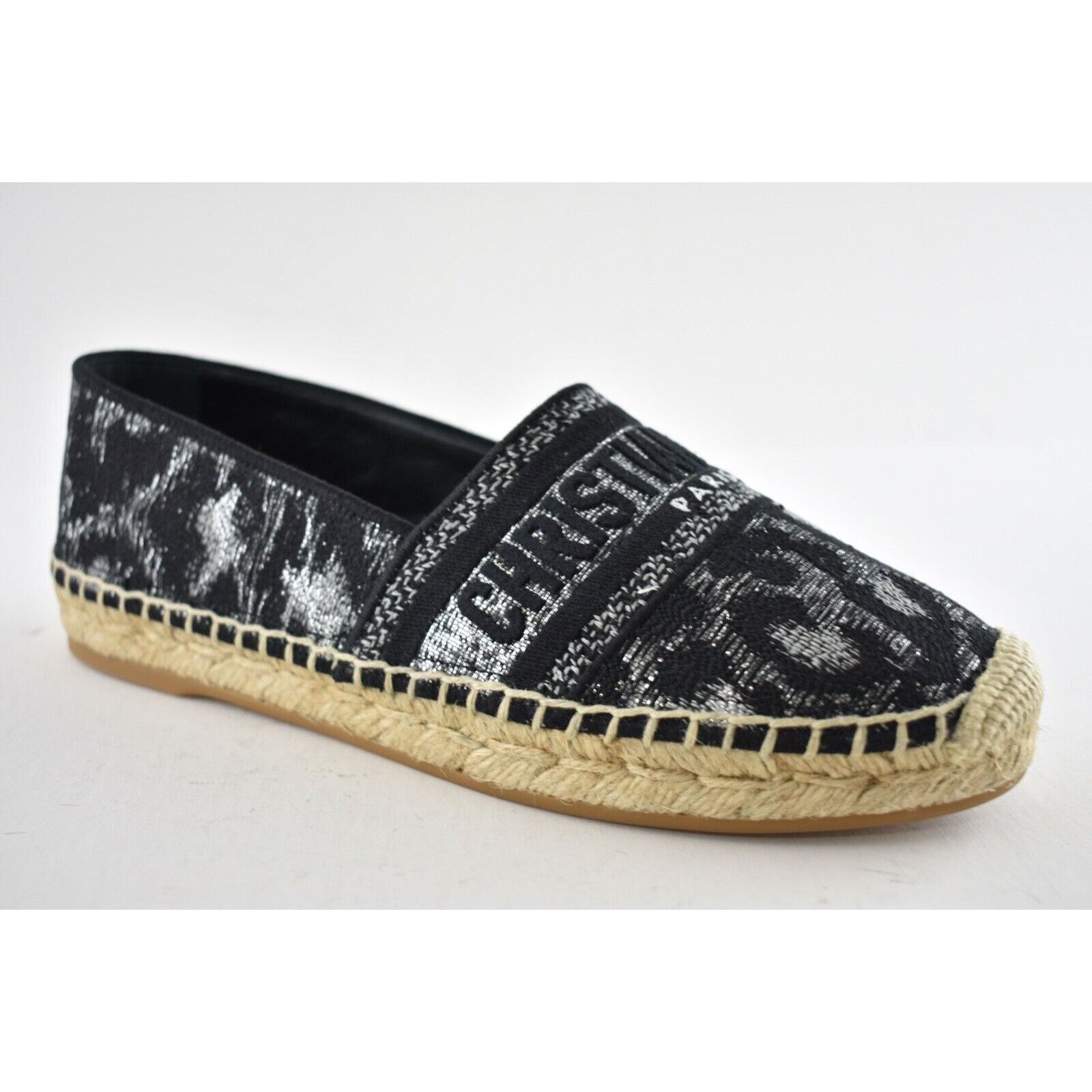 Dior Granville Mizza Lurex Embroidered Logo Espadrille Flat 37 Size US 7 / IT 37 - 2 Thumbnail