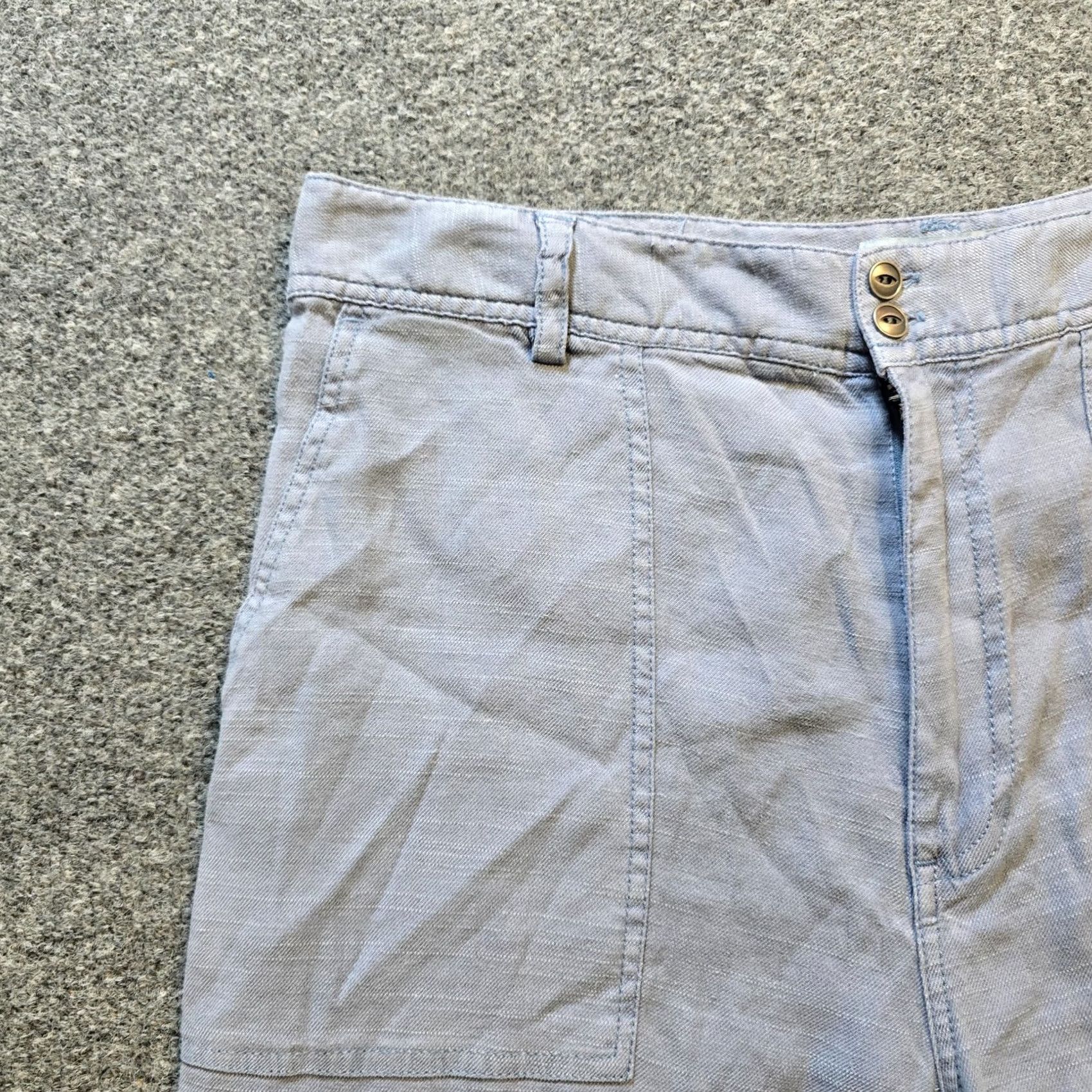 Vintage Sundance Pants Womens 12 Petite Blue Wide-Leg Linen Blend Cropped Beachy Capsule Size 34" / US 12 / IT 48 - 3 Thumbnail