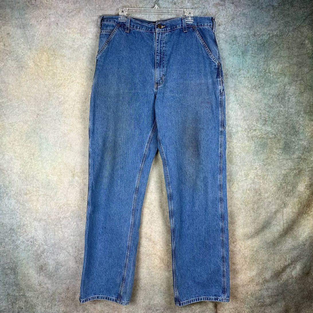 Carhartt × Vintage Vintage 90s Carhartt Carpenter Pants 38 x 34 Blue Work Wear Size US 38 / EU 54 - 2 Thumbnail