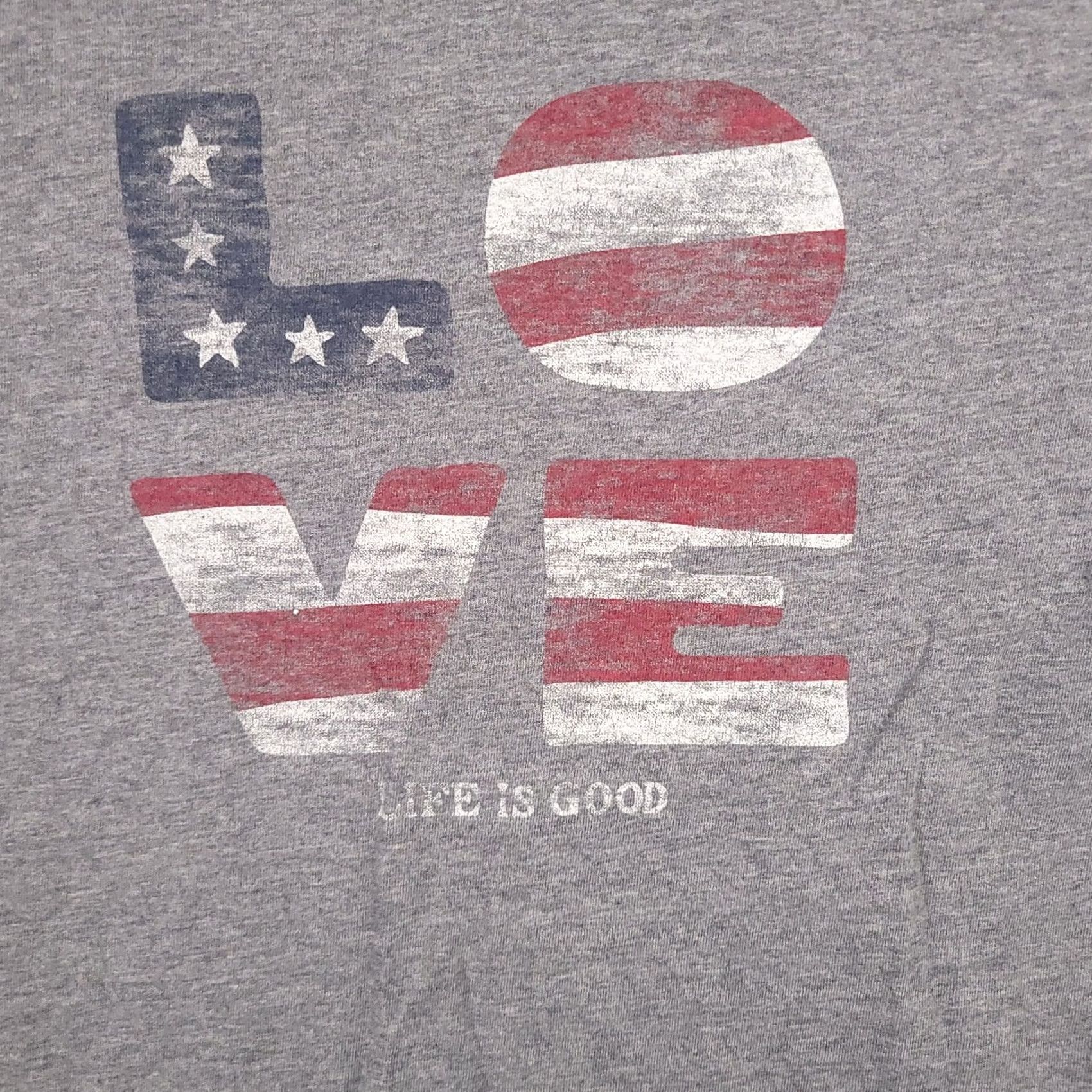 Life is Good Life Is Good T-Shirt Women's M Gray Patriotic Graphic Print Love Shirt Womens Regular Short Sleeve Crew Neck Cotton Jersey Size M / US 6-8 / IT 42-44 - 4 Thumbnail