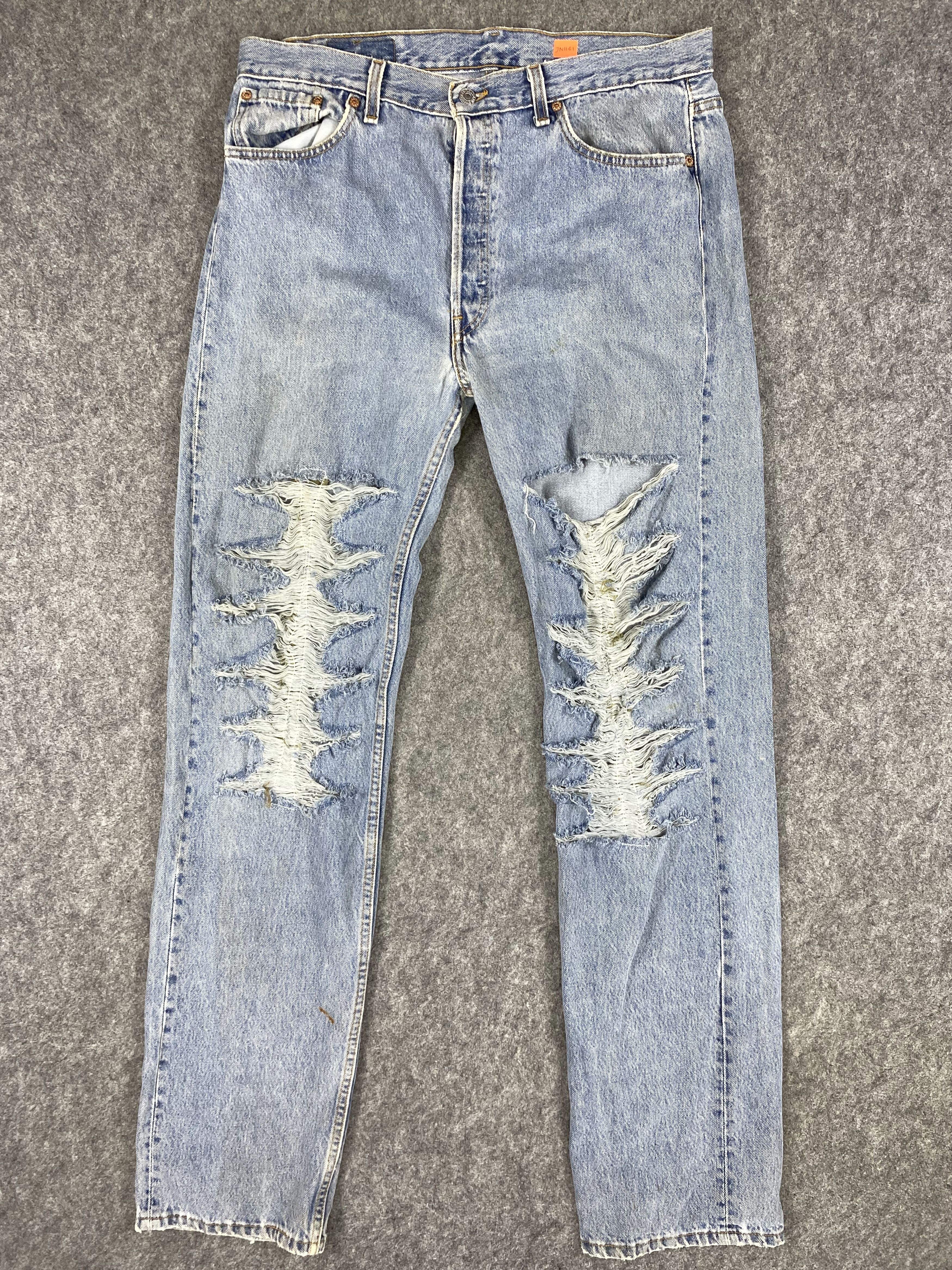 image of Distressed Denim x Levis Ripped Blue Vintage Levi's 501 Usa 36X35.5 Denim -Jn1161, Men's