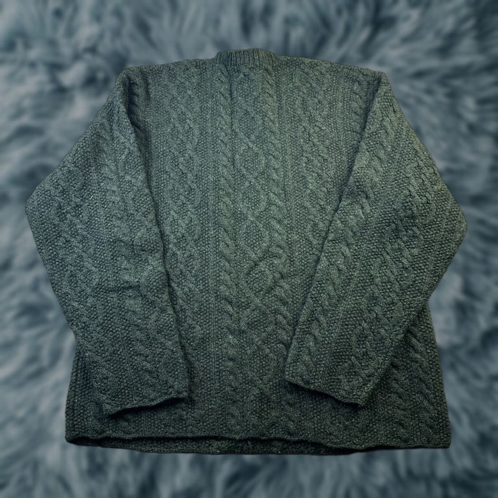 J.Crew VINTAGE J Crew Sweater Mens Large Green Oarsman Fisherman Cable Knit Wool Size US L / EU 52-54 / 3 - 1 Thumbnail