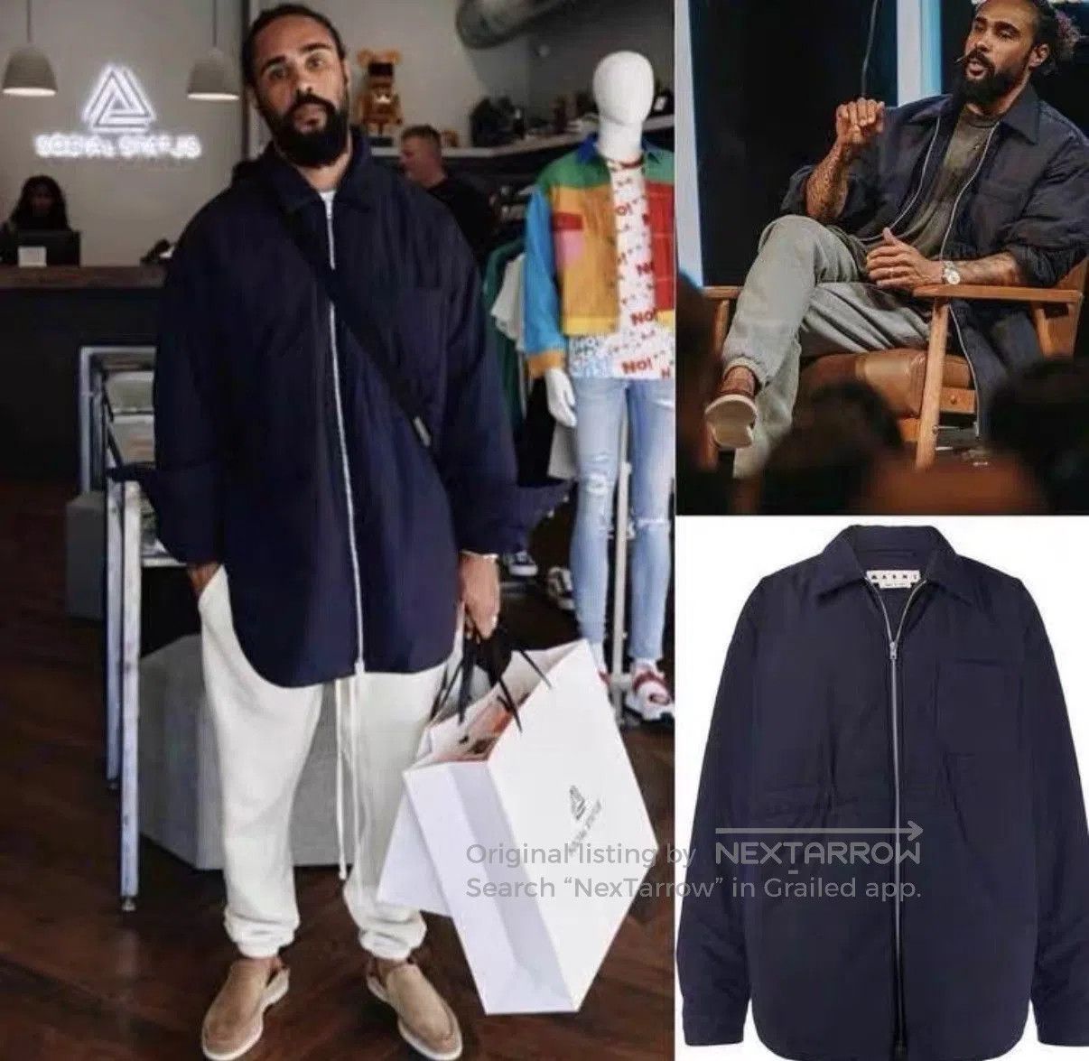 Marni Blue Zip-Front Jacket with Collar and Pocket. Size US M / EU 48-50 / 2 - 7 Thumbnail