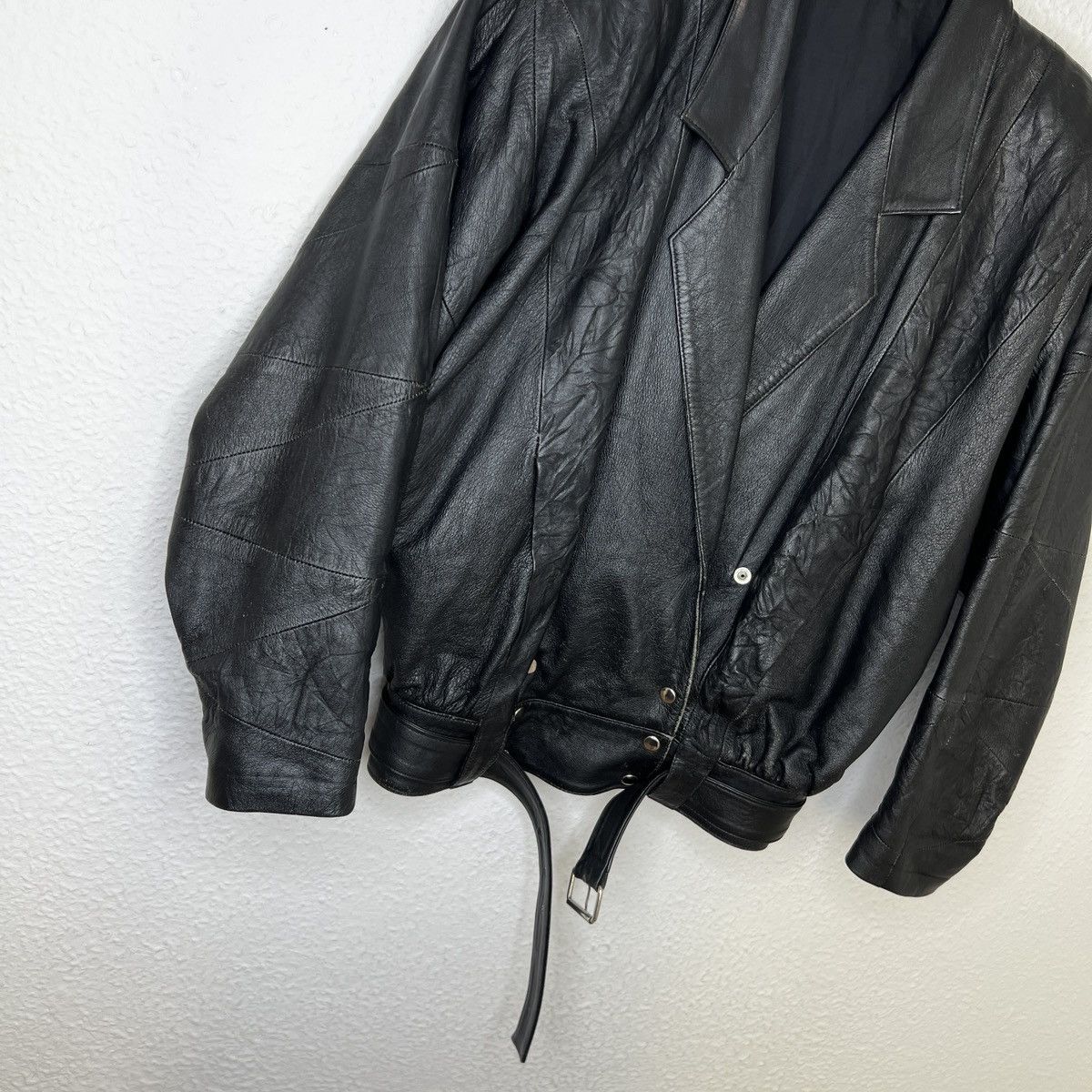 Vera Pelle × Vintage Vintage Leather Jacket Biker Ramones Black Genuine Trucker Size US M / EU 48-50 / 2 - 2 Thumbnail