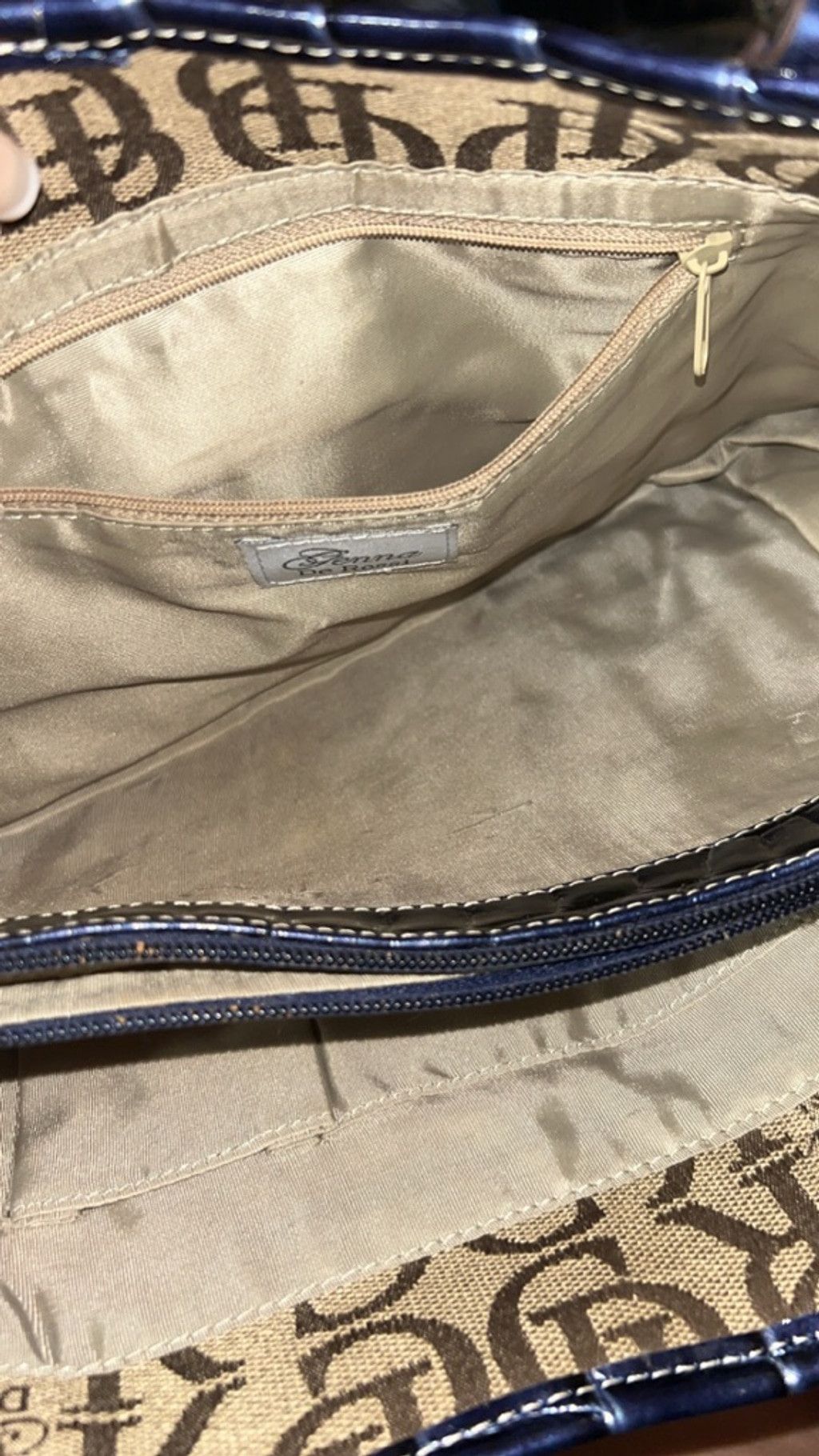 Other Women's De Rossi Beige & Blue Monogram Shoulder Bag One Size Size ONE SIZE - 4 Thumbnail