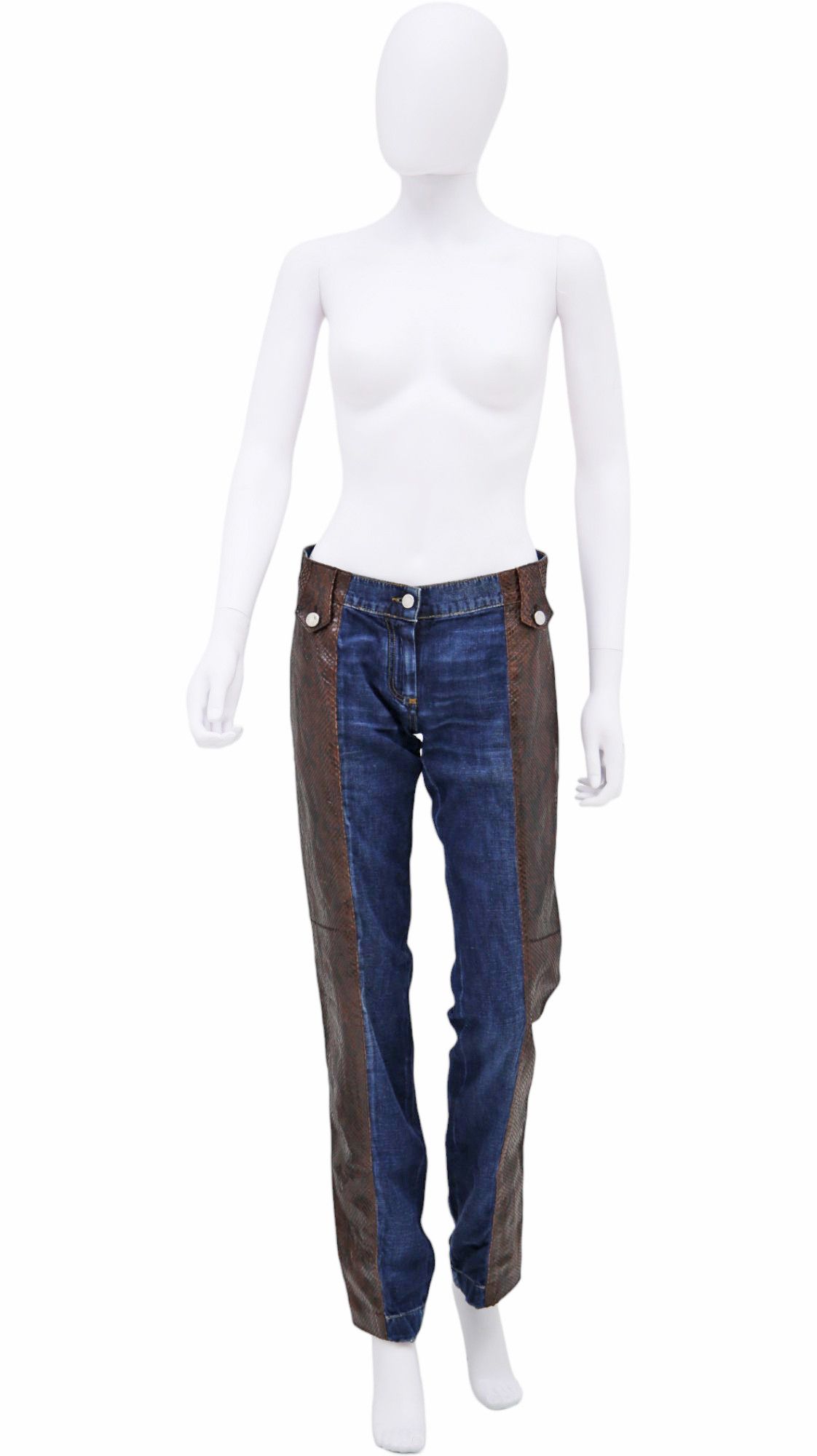 Dolce & Gabbana S/S 2005 Brown Python Leather Blue Jeans Size 28" / US 6 / IT 42 - 1 Thumbnail