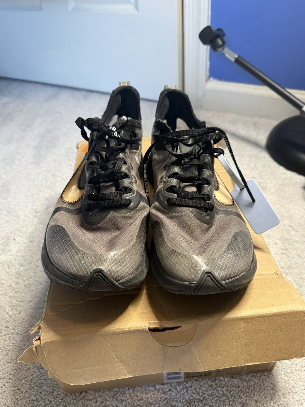 Nike × Off-White OFF-WHITE x Zoom Fly SP Black 2018 Size US 10.5 / EU 43-44 - 2 Thumbnail