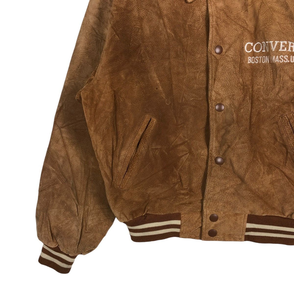 Converse 🔥VINTAGE BOMBER LEATHER JACKET CONVERSE ALL STAR BIG LOGO Size US M / EU 48-50 / 2 - 6 Thumbnail