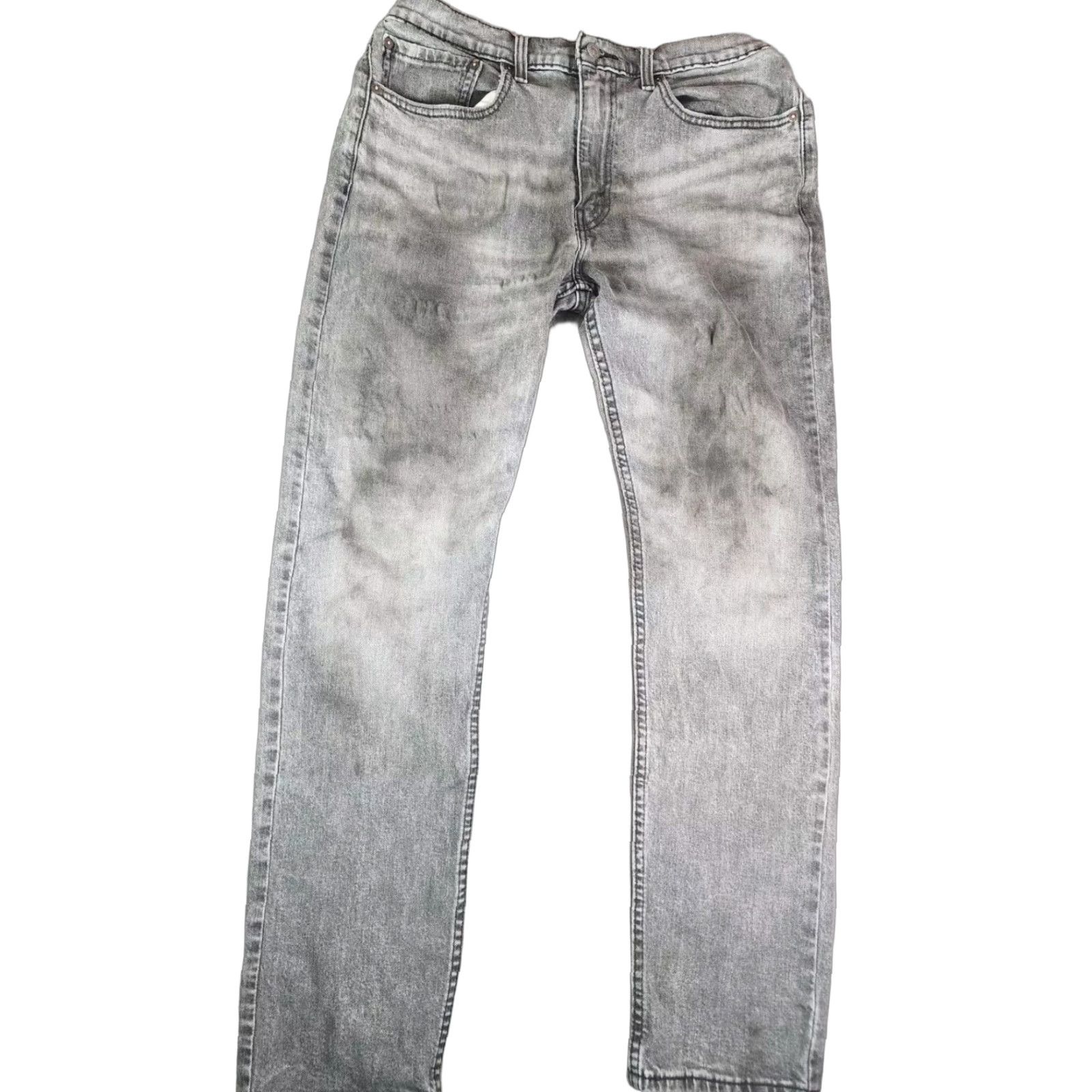 Levi's Levi's 502 Jeans Men's 34x34 Regular Taper Gray Stretch Distressed Whiskers Denim 5-Pocket Zipper Button Belt Loops Size US 34 / EU 50 - 1 Thumbnail