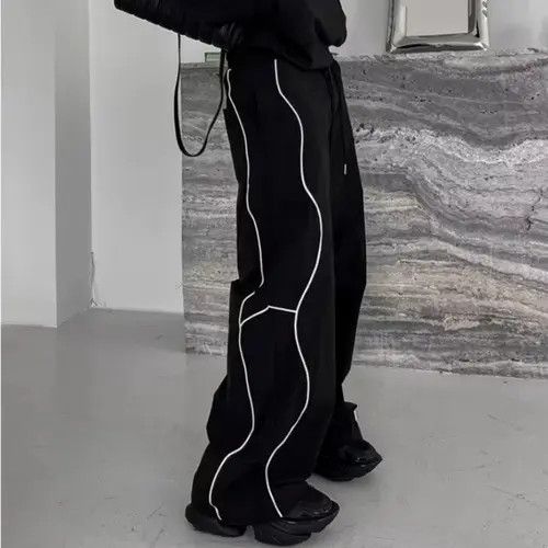 VIBE Black Stripe Loose Wide Leg Sweatpants Size US 28 / EU 44 - 5 Thumbnail