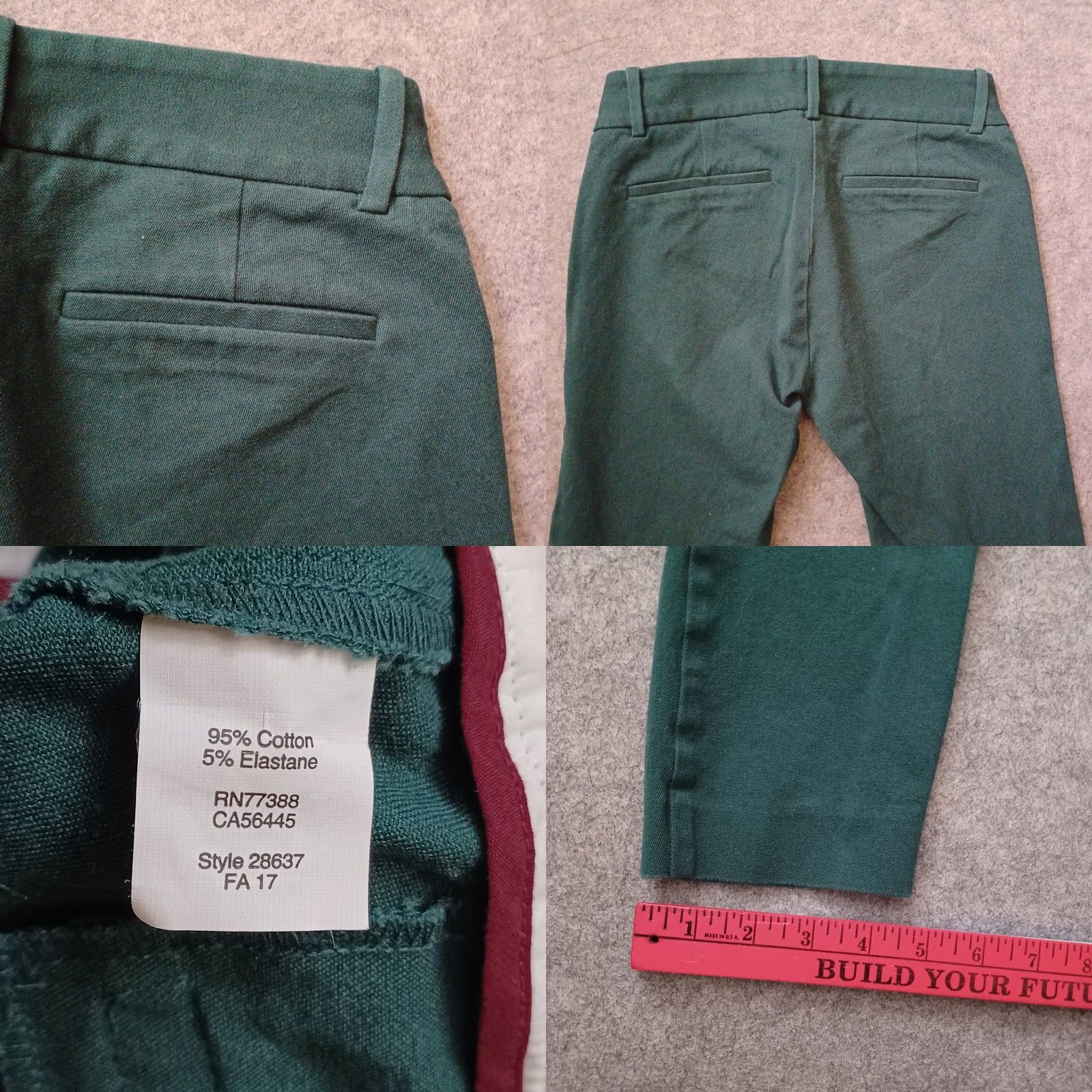 J.Crew J.CREW Pants Womens 00 Black Green Pockets Chino Ankle Straight Side Zip Shirt (adapted: but ensure only original words) Size 24" / US 00 / IT 34 - 8 Thumbnail