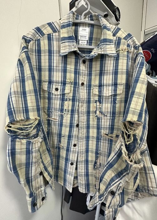 Visvim Visvim 22ss Pioneer Check L/s wash patch damage plaid shirt