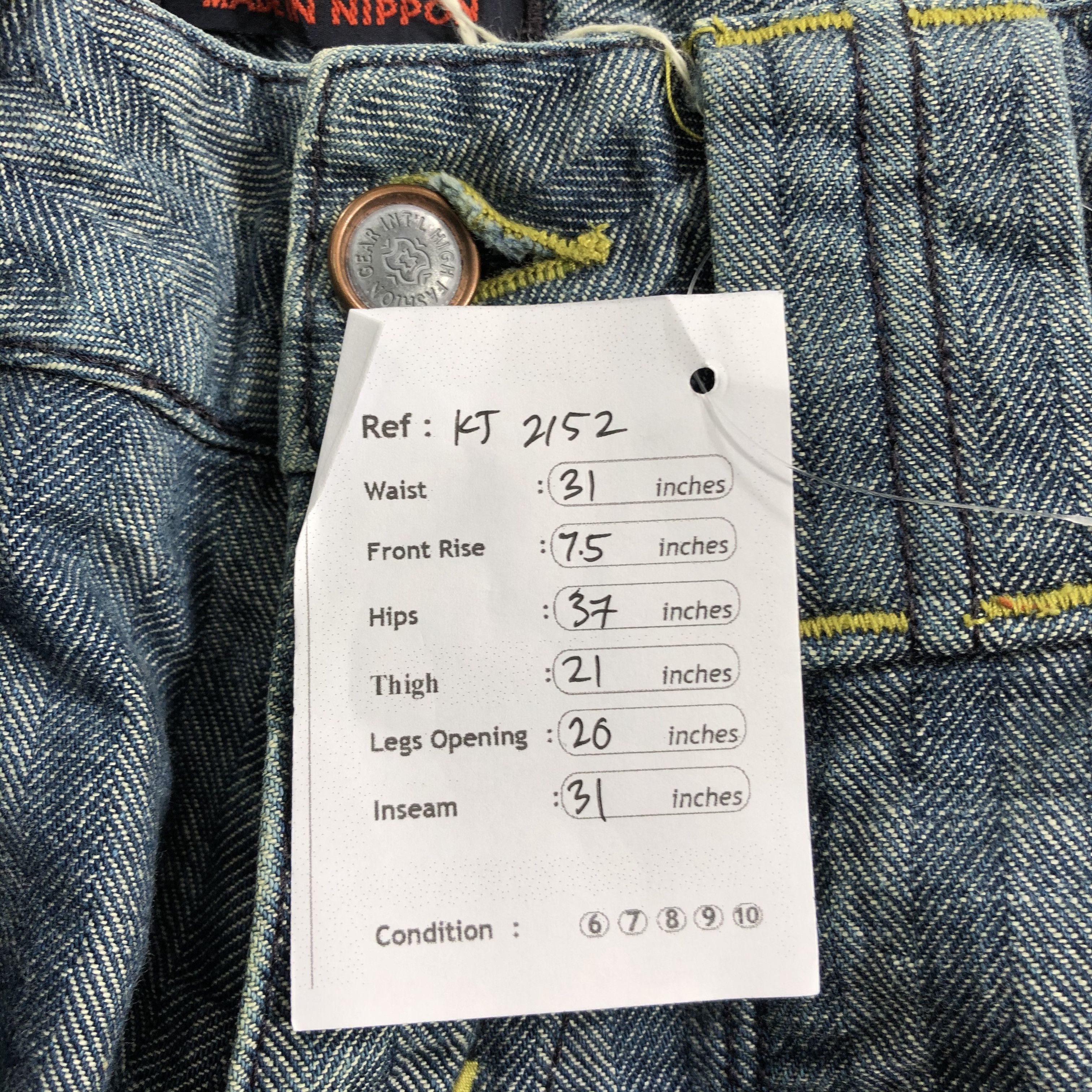Japanese Brand ET Boite Herringbone Flared Jeans KJ2152 Size 30" / US 8 / IT 44 - 12 Thumbnail