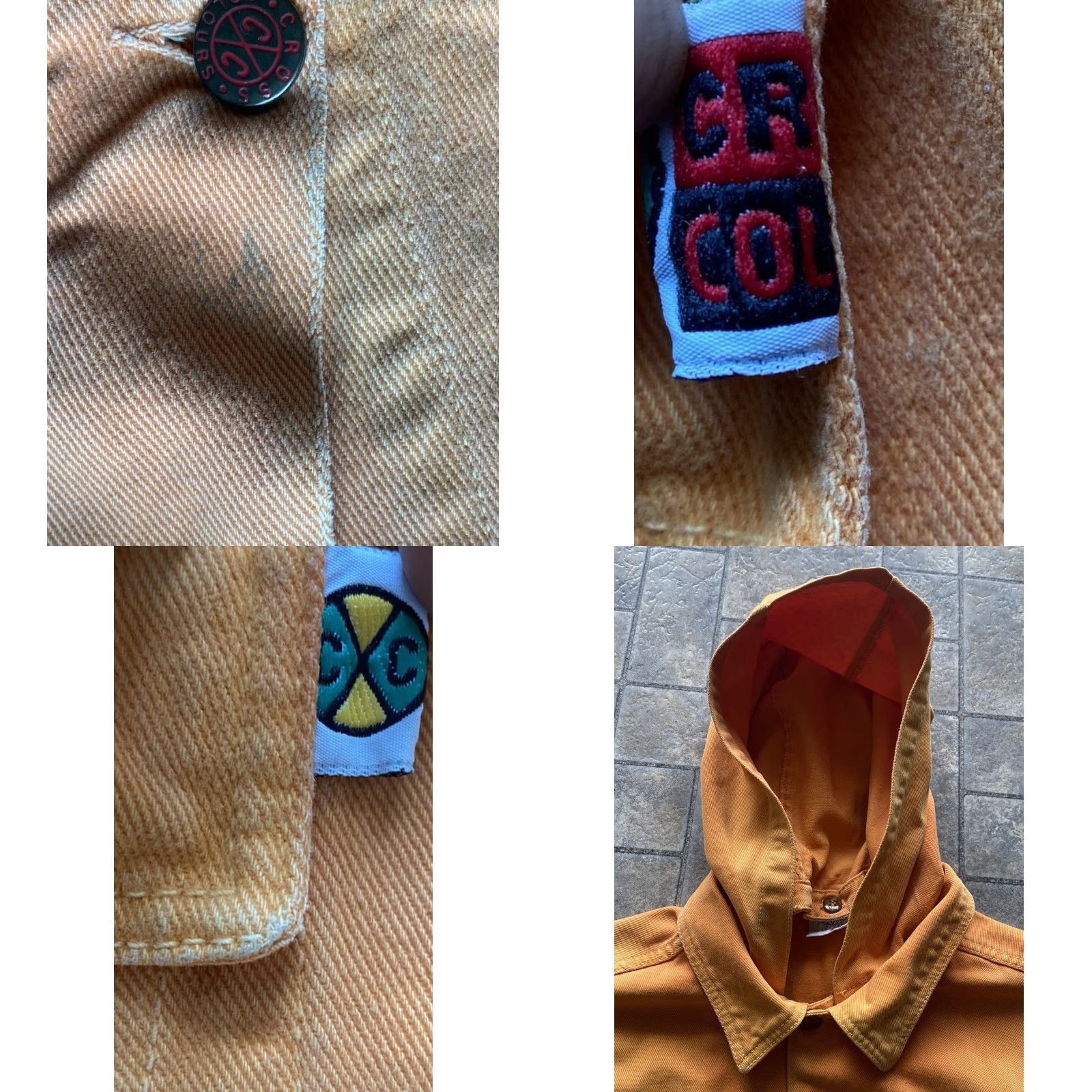 Vintage Cross Colours Denim Trucker Jacket Hooded Adult Orange Size 2 USA Made Hip Hop 1990s Mens Size US XS / EU 42 / 0 - 8 Thumbnail