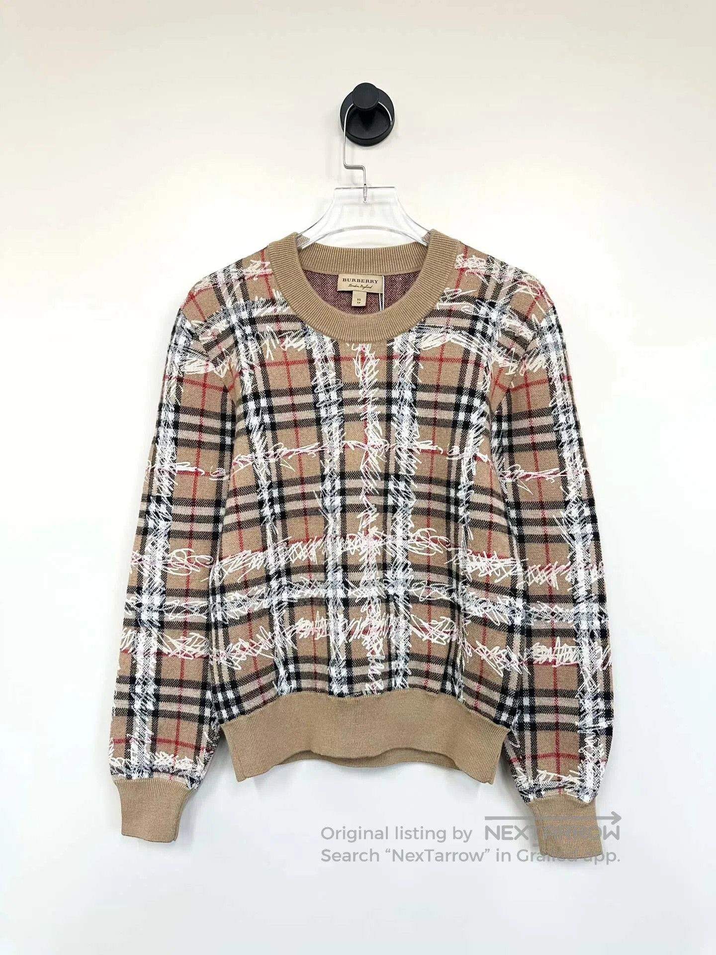Burberry Burberry Beige Classic Graffiti Checkered Knit Sweater| Size US XS / EU 42 / 0 - 1 Thumbnail