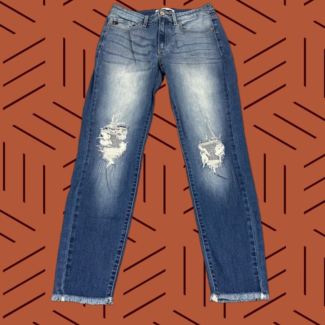 Vintage Kancan Jeans Ripped Mid Rise Frayed Raw Hem Distressed 28 Blue KC8274M Women Slim 5-Pocket Design Vintage No Size 28" / US 6 / IT 42 - 1 Thumbnail