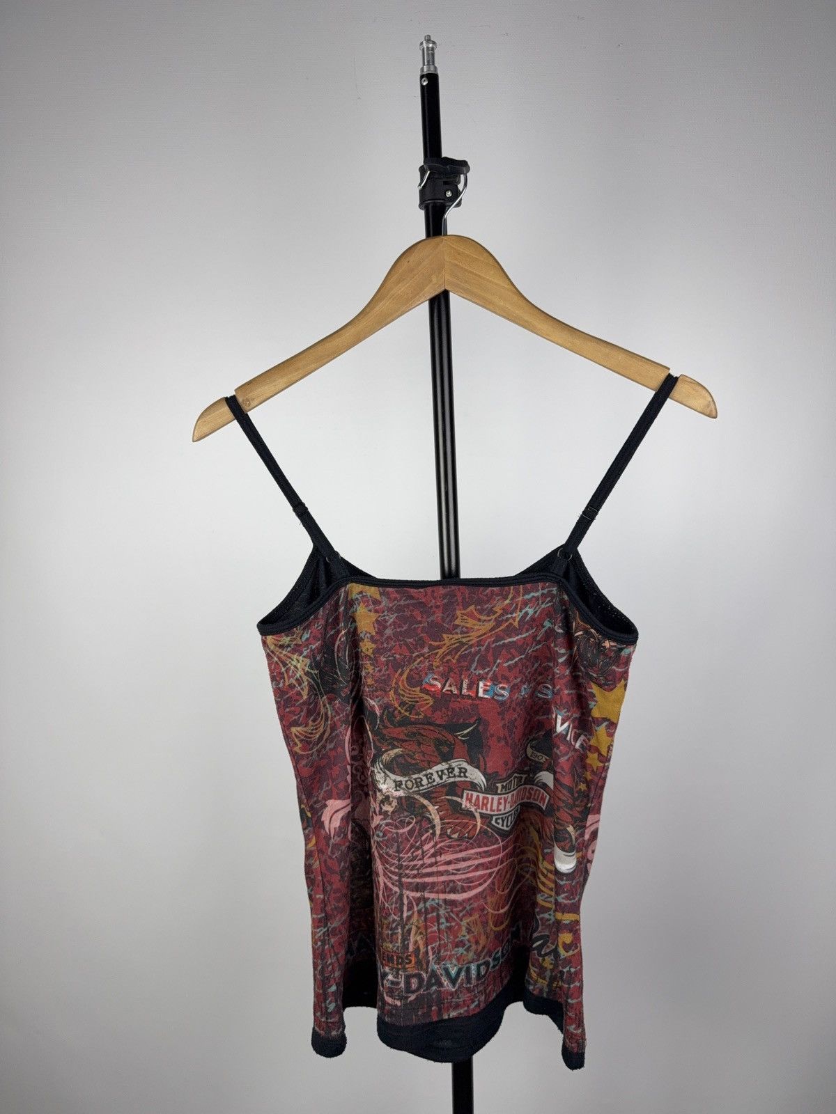 Harley Davidson 00s Y2K Harley-Davidson Mesh Cami Top USA Made Tattoo Print Size M / US 6-8 / IT 42-44 - 4 Thumbnail