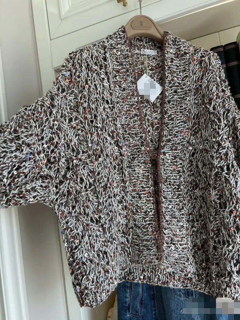 Brunello Cucinelli Brunello Cucinelli Colorful Full Sequin Knit Cardigan Size S / US 4 / IT 40 - 3 Thumbnail