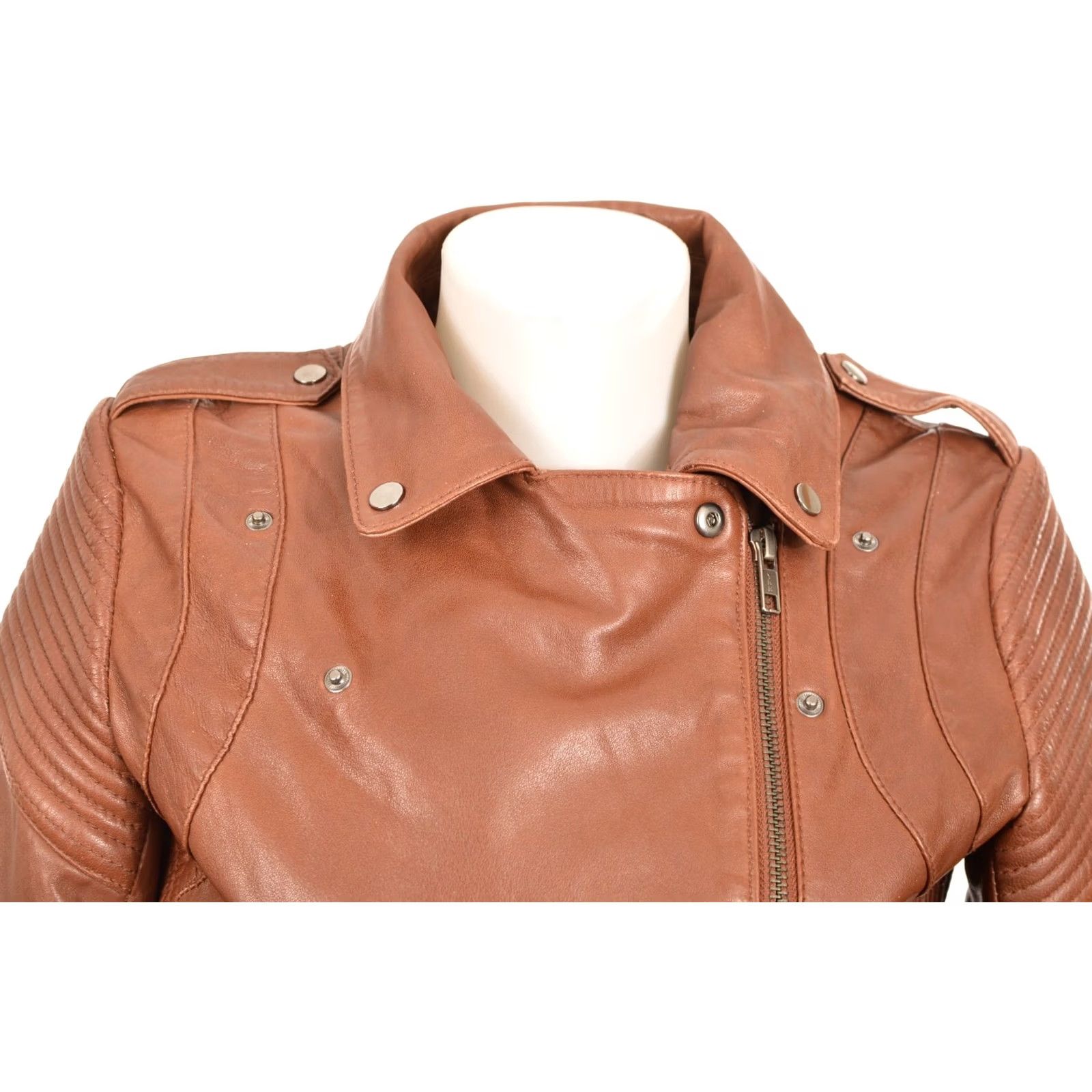 Vintage NAF NAF Womens Brown Leather Biker Jacket MENL89A Size 34 EU 34, Brown, Leather, Biker, Jacket, Womens Size XXS / US 00 / IT 34 - 3 Thumbnail