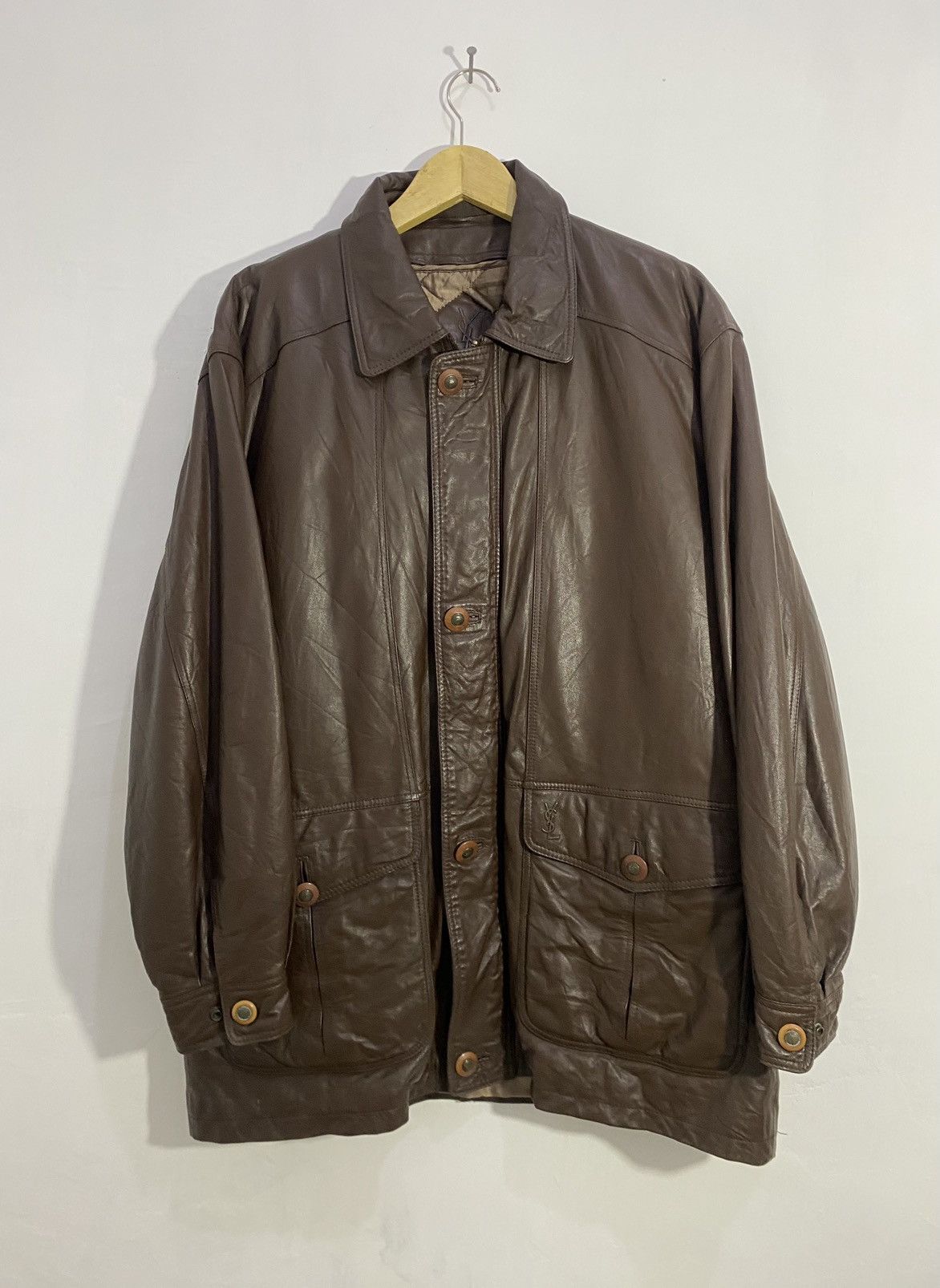 Vintage × Yves Saint Laurent 💥Lamb Skin💥Yves Saint Laurent Leather Coat Size US XL / EU 56 / 4 - 1 Thumbnail