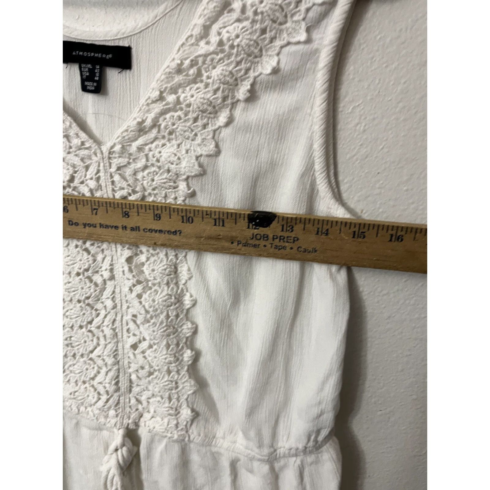 Vintage Atmosphere Women Top Tunic Sz 14 Viscose White Sleeveless V Neck T-Shirt Size XL / US 12-14 / IT 48-50 - 5 Thumbnail