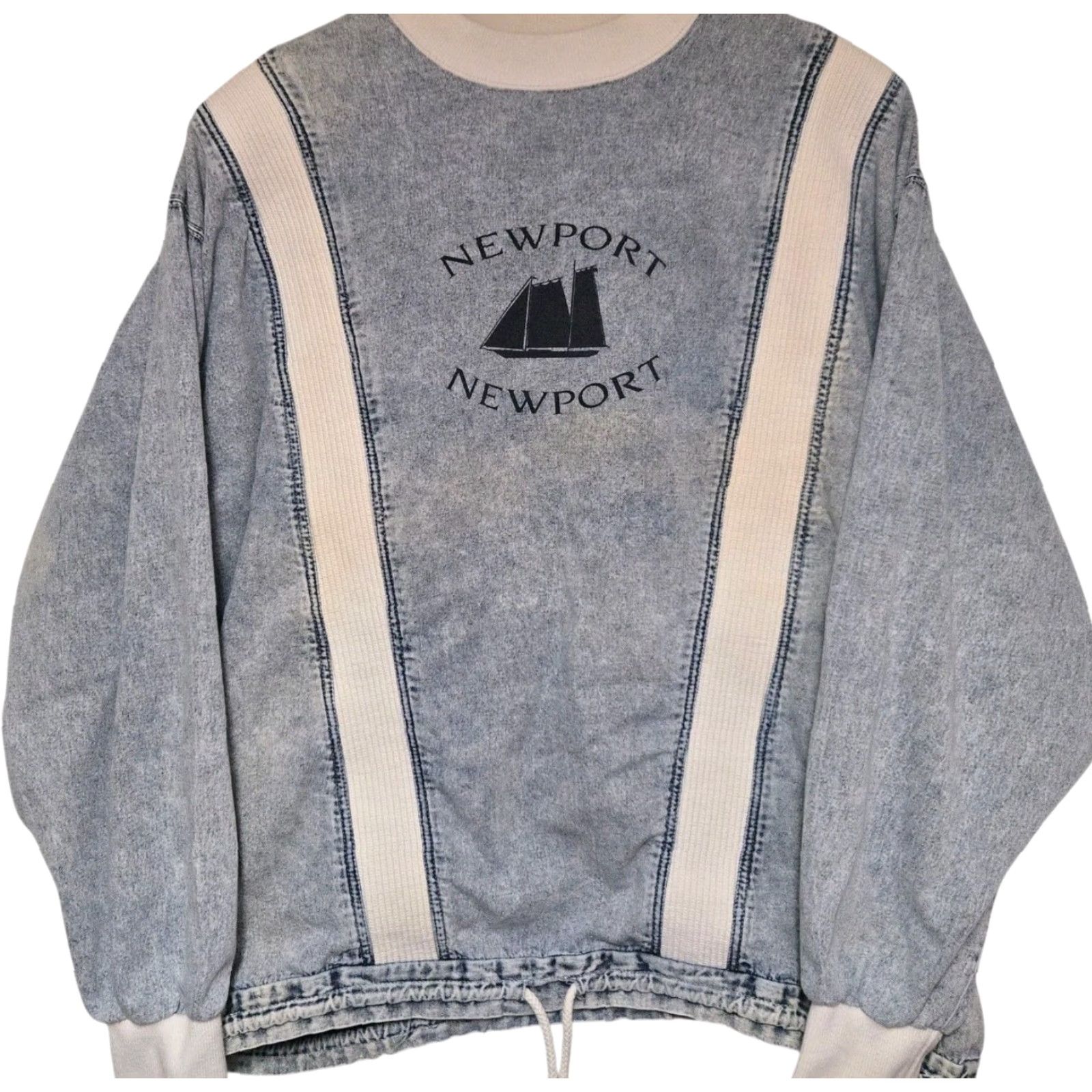 Vintage VINTAGE Newport Sweatshirt Womens Denim Blue 2XL Long Sleeve Pullover 1990s Activewear Crewneck Rare Size XXL / US 16-18 / IT 52-54 - 6 Thumbnail