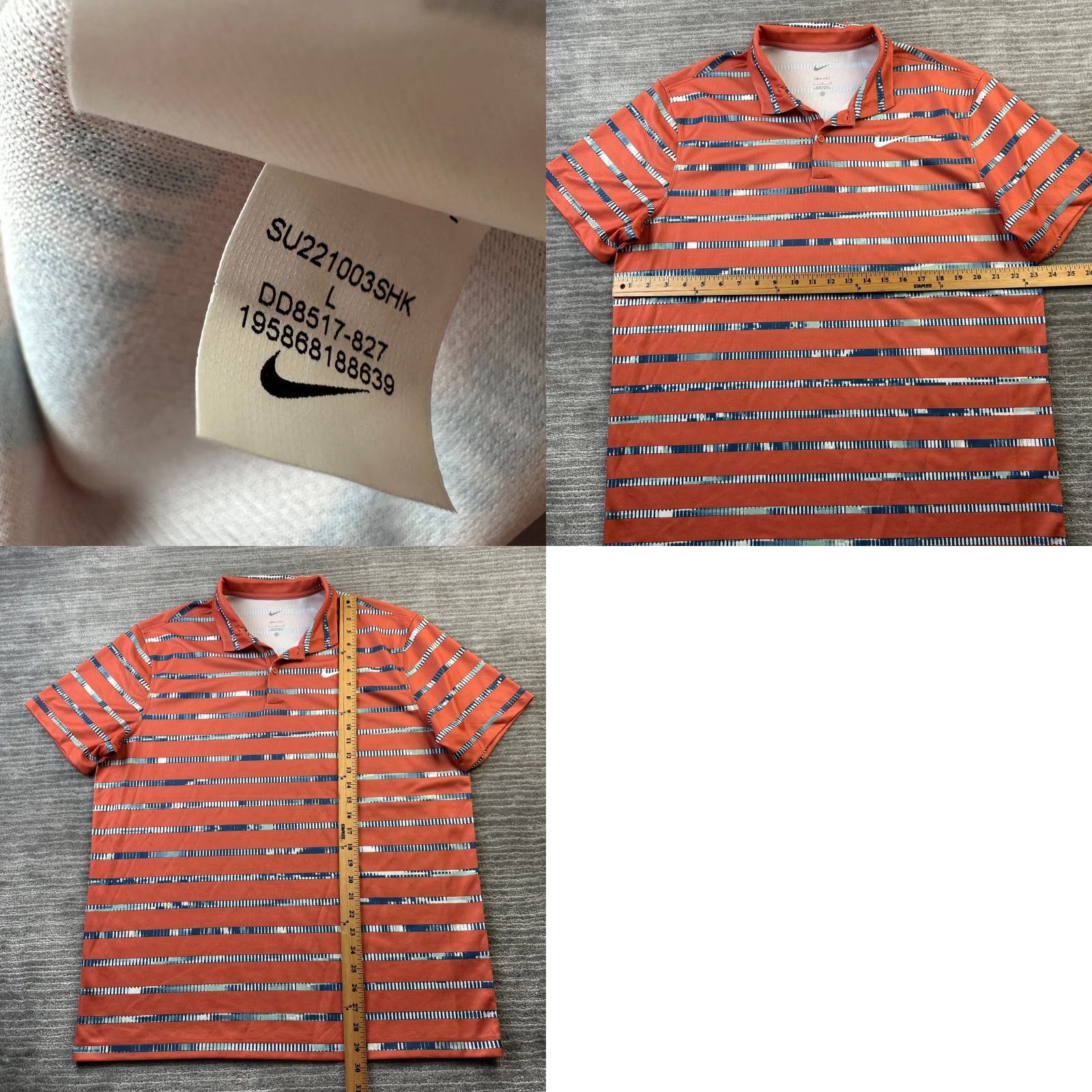 Nike Nike Polo Shirt Mens Large Orange Court Tennis Dri Fit Size US L / EU 52-54 / 3 - 8 Thumbnail