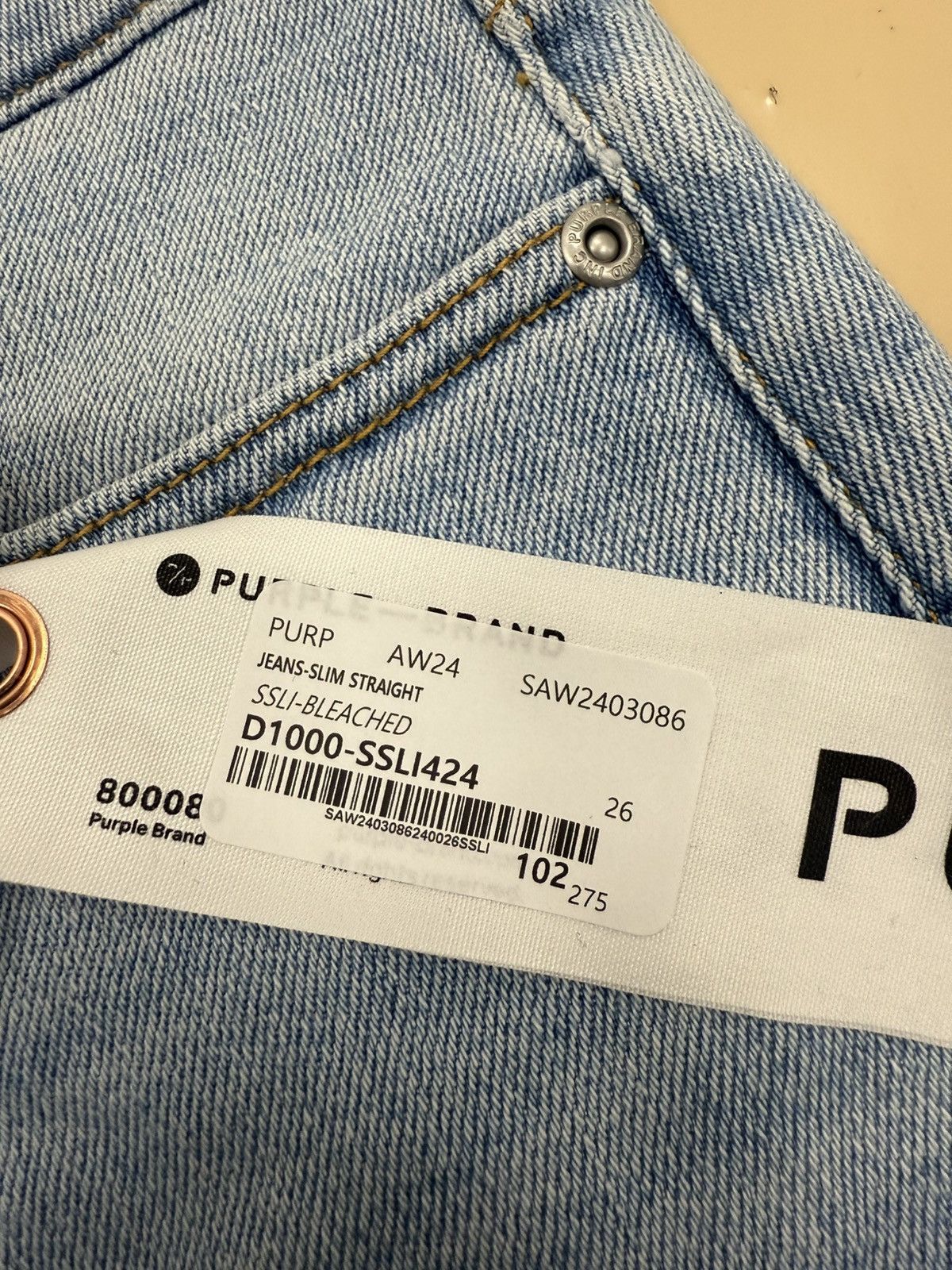 Other Purple Brand Slim Straight Bleached Jeans Size 26" / US 2 / IT 38 - 3 Thumbnail