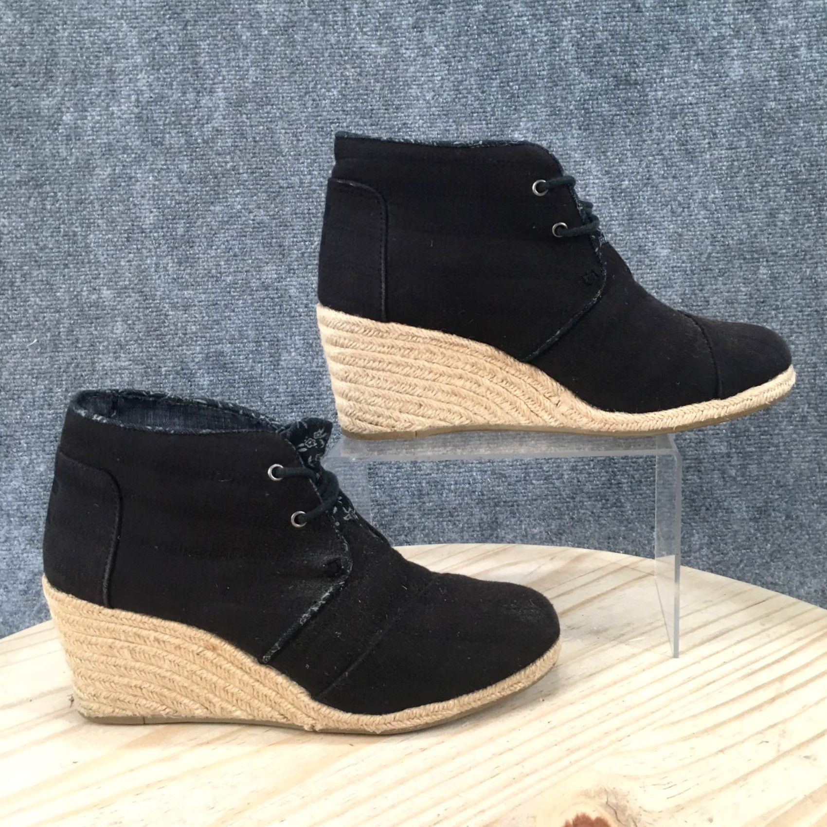 Toms TOMS Boots Womens 9 Casual Desert Espadrille Wedge Ankle Bootie Black Fabric Shoes Women Infrared? Size US 9 / IT 39 - 2 Thumbnail