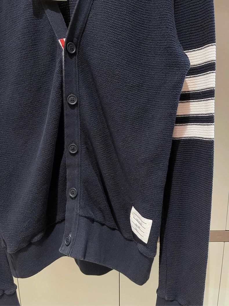 Thom Browne Thom browne Navy blue classic four-striped knitted cardigan Size US L / EU 52-54 / 3 - 3 Thumbnail