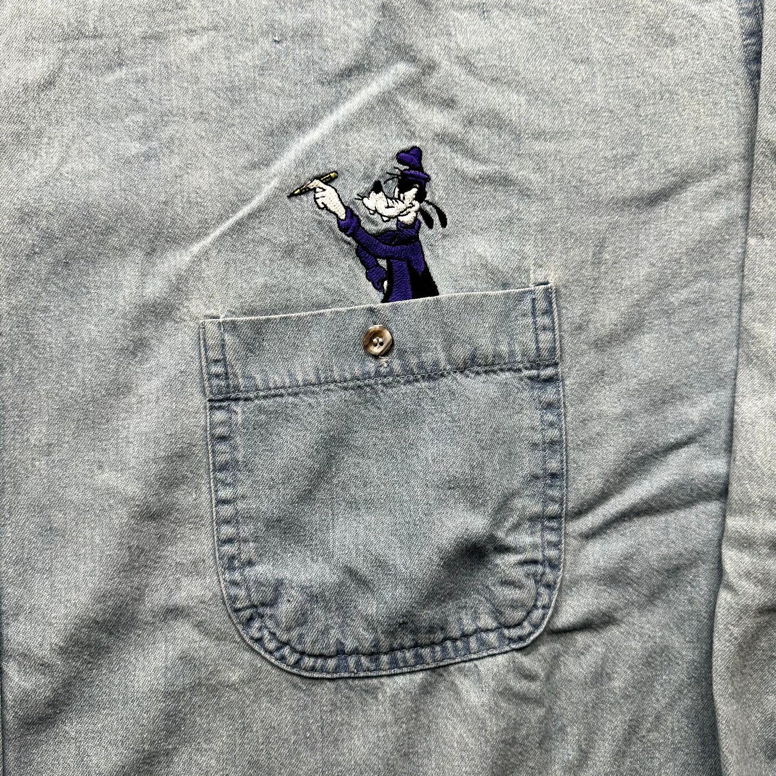 Mickey Unlimited Vintage Mickey Unlimited Disney Denim Button Shirt Mens 2XL Size US XXL / EU 58 / 5 - 11 Thumbnail