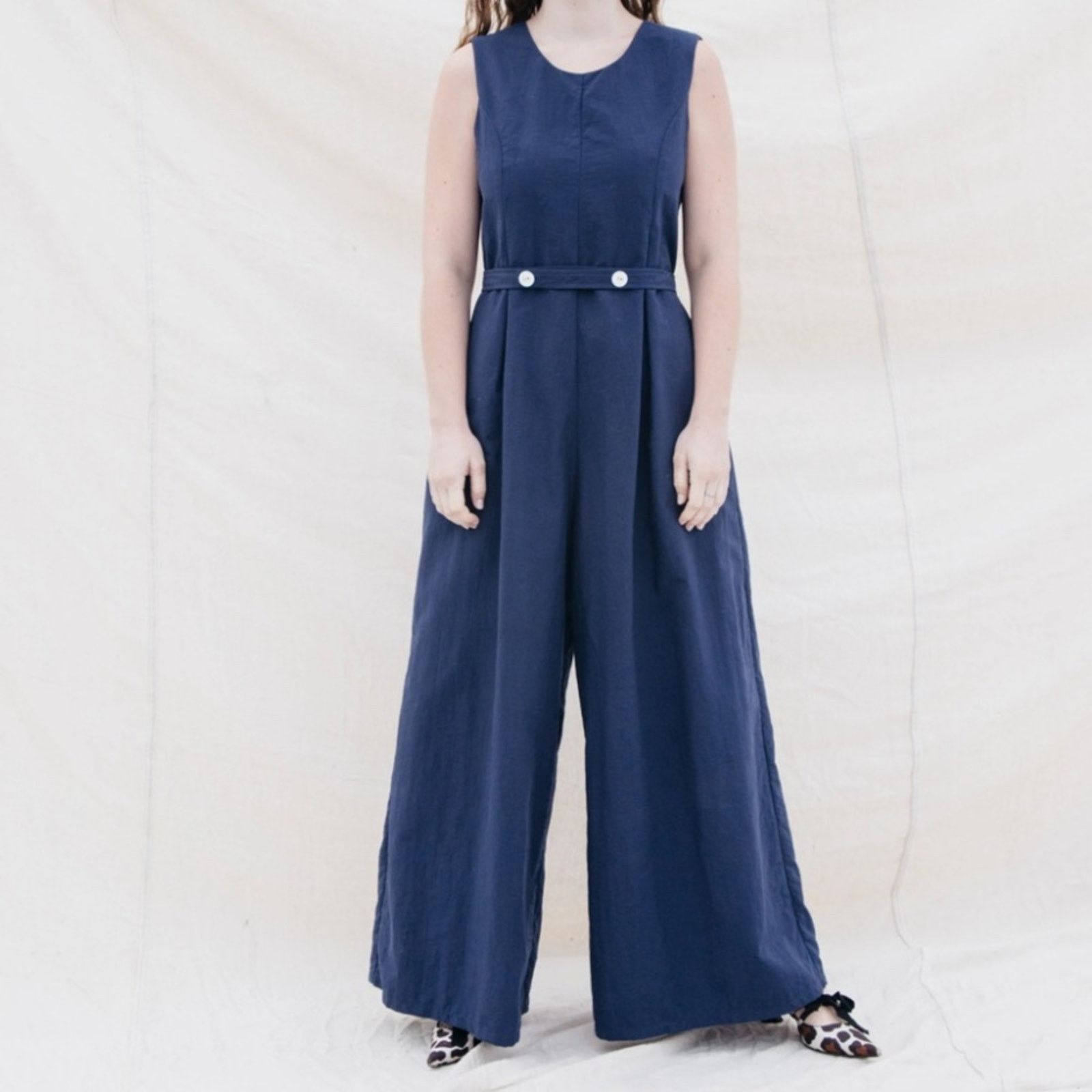 Other Nikki Chasin Nella Jumpsuit Navy Blue Wide Leg Size XS Size 26" / US 2 / IT 38 - 1 Thumbnail
