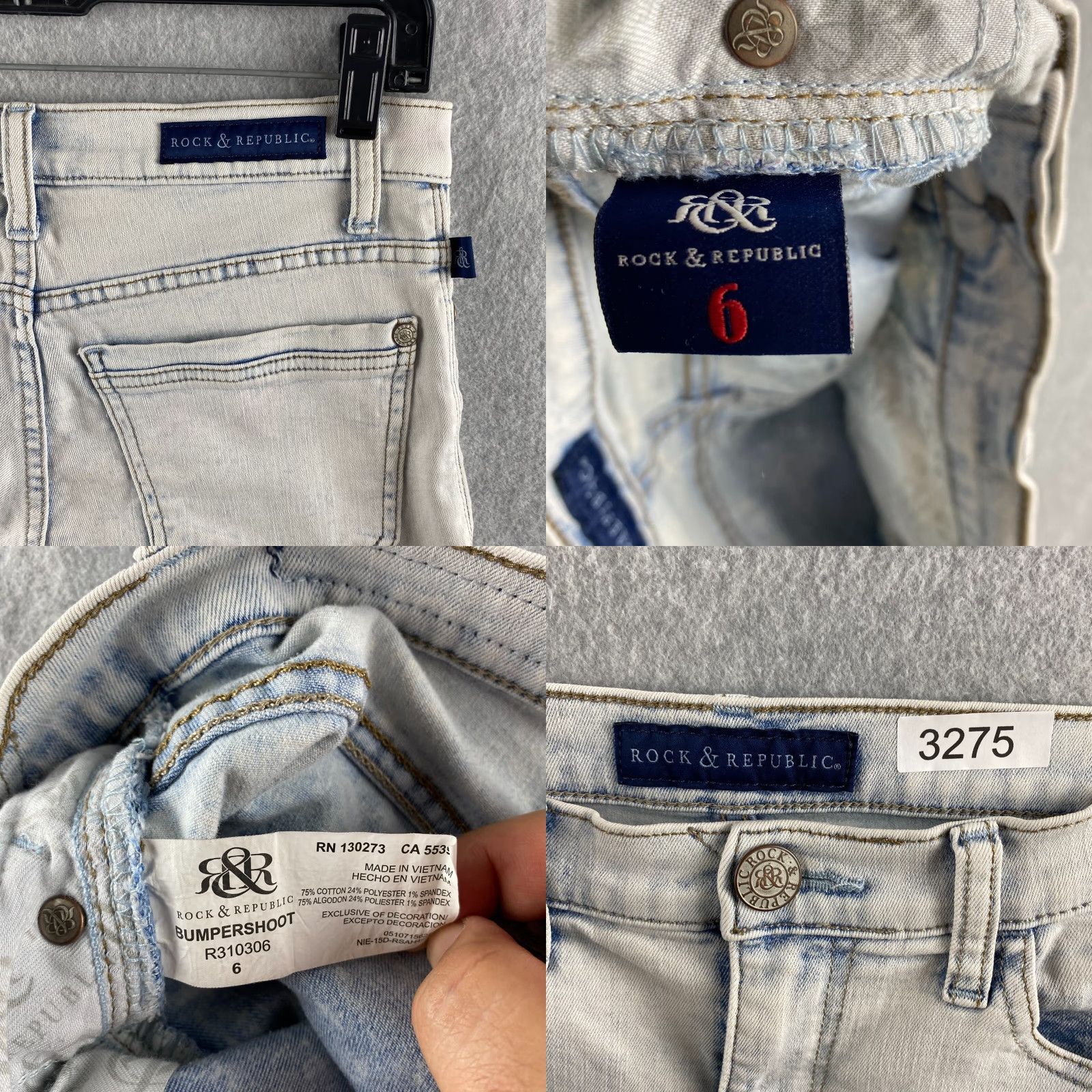 Vintage Rock Republic Jeans Shorts Womens 6 Light Acid Wash Stretch Casual Modern Pockets Logo Blue Adult Womens Size 28" / US 6 / IT 42 - 10 Thumbnail