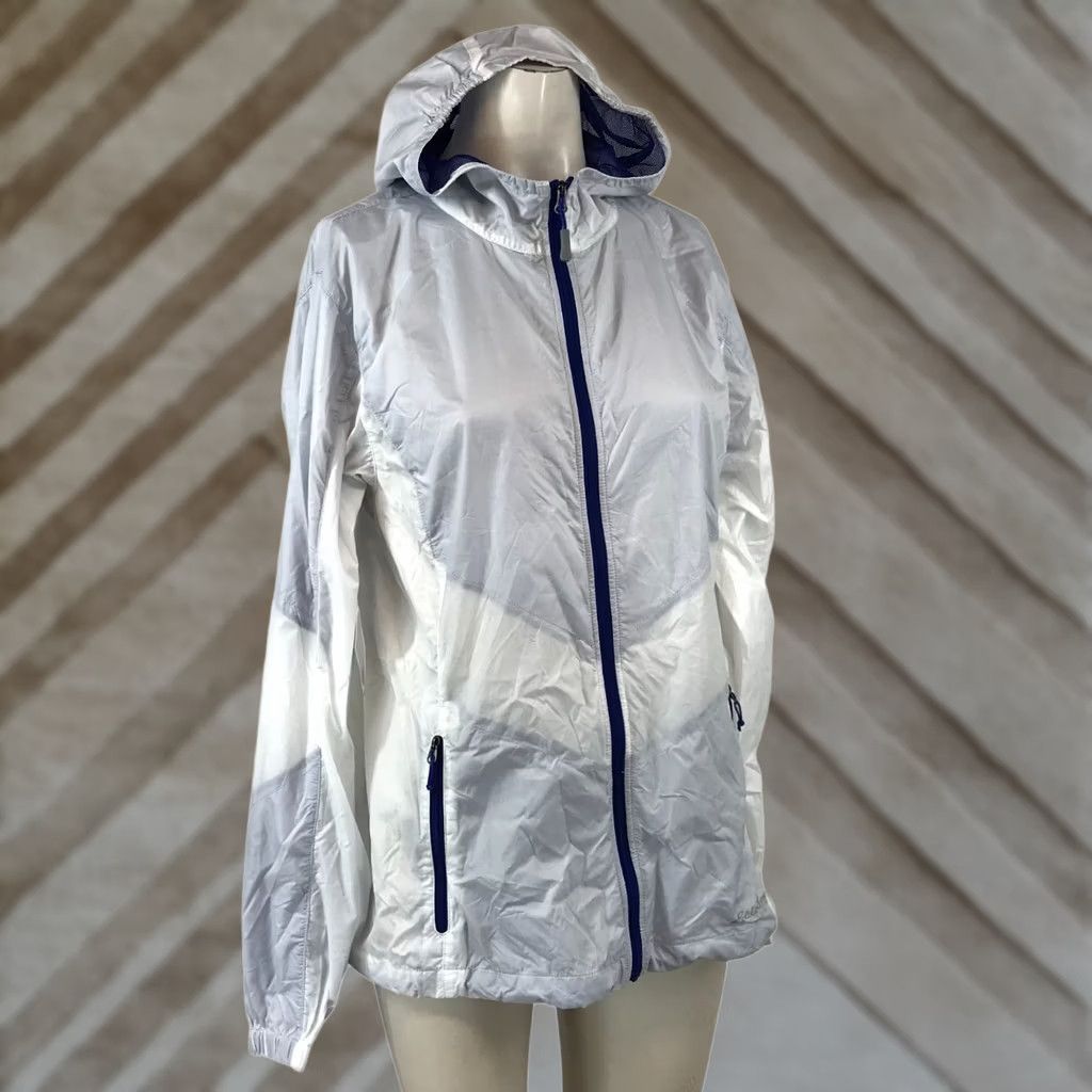 Eddie Bauer EDDIE BAUER Womens LARGE White Purple Lightweight Hooded Jacket Coat Shirt? Size L / US 10 / IT 46 - 1 Thumbnail