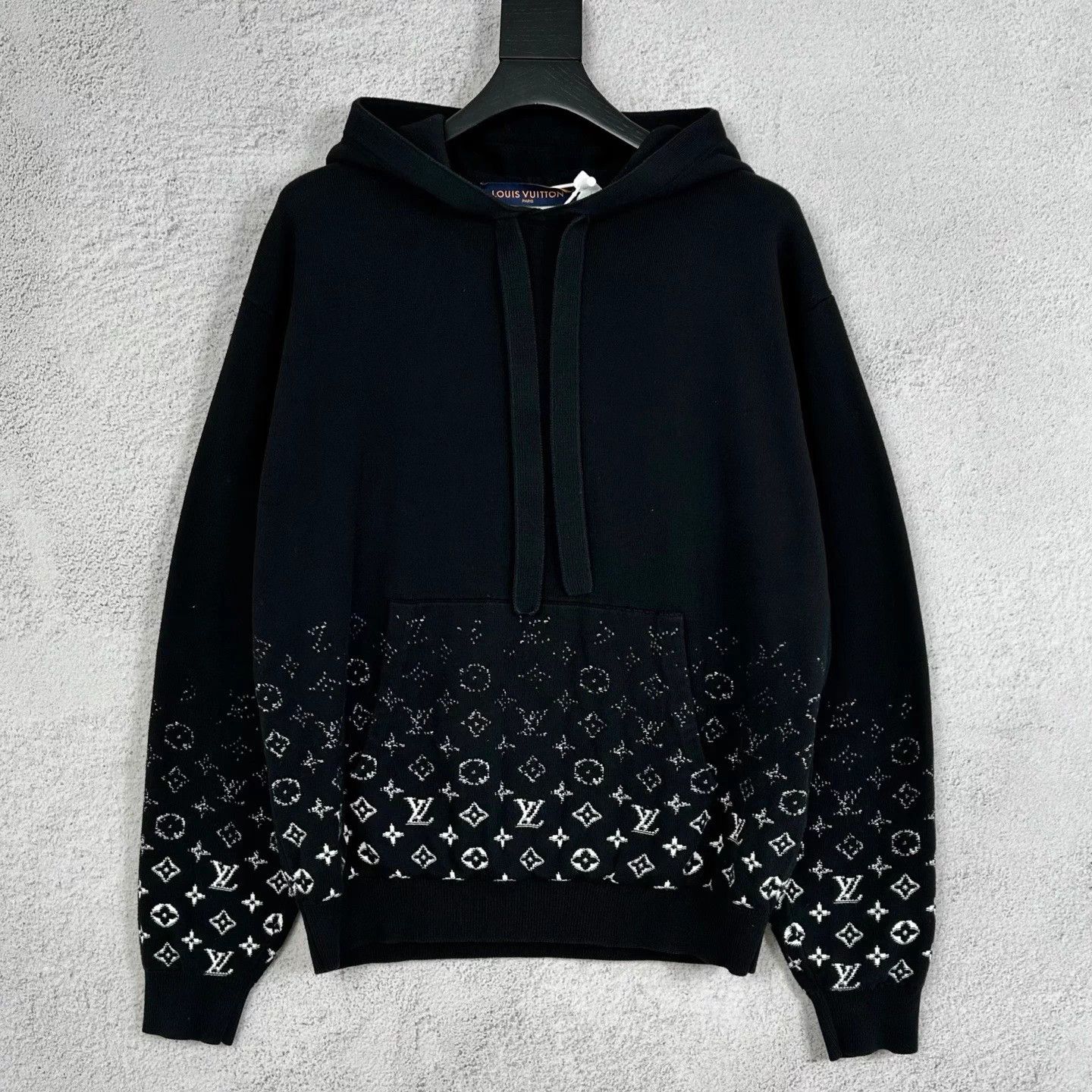 LV Monogram Gradient Knit Hoodie Black