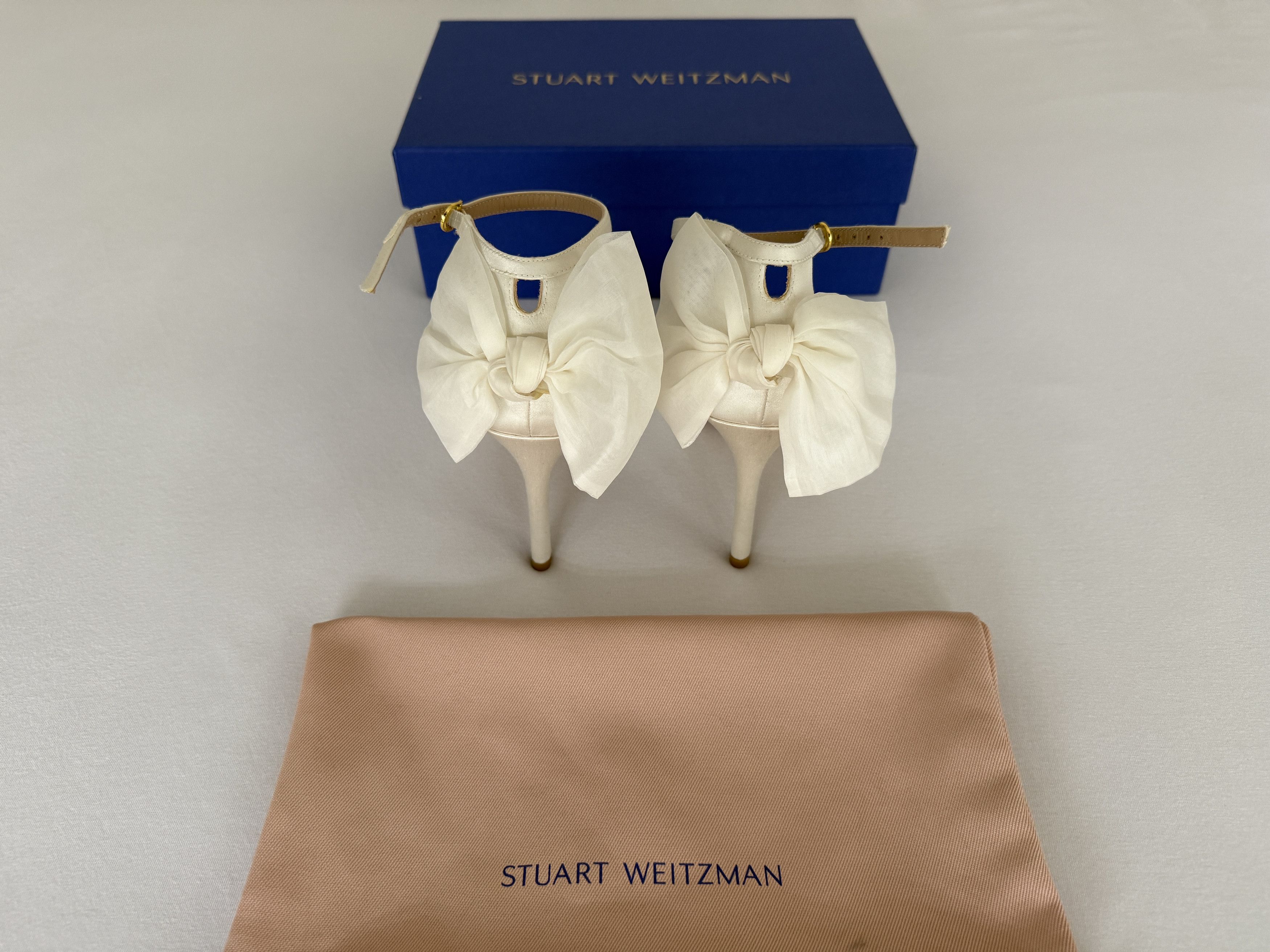 Stuart Weitzman Nudistsong Mesh Bow High Heels Size US 6.5 / IT 36.5 - 4 Thumbnail