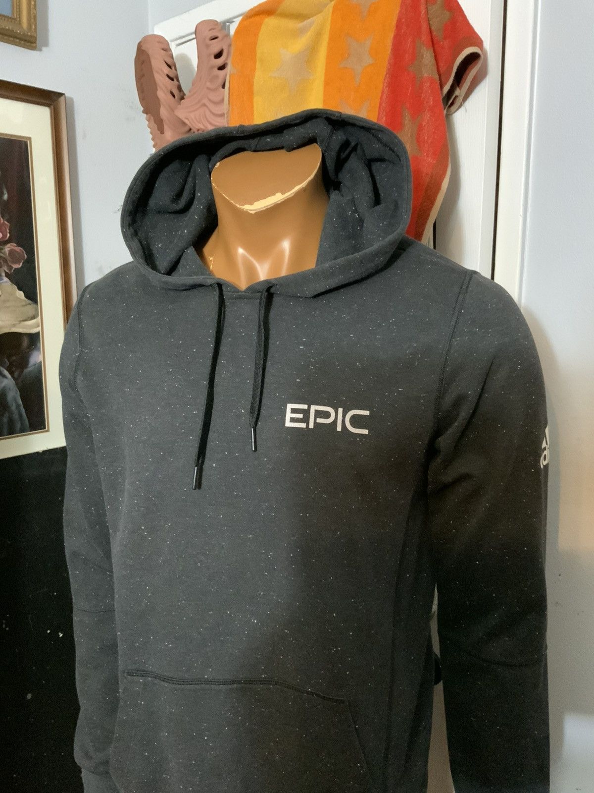 Adidas Adidas Essentials Epic Speckled Charcoal Pullover Hoodie Size US M / EU 48-50 / 2 - 10 Thumbnail