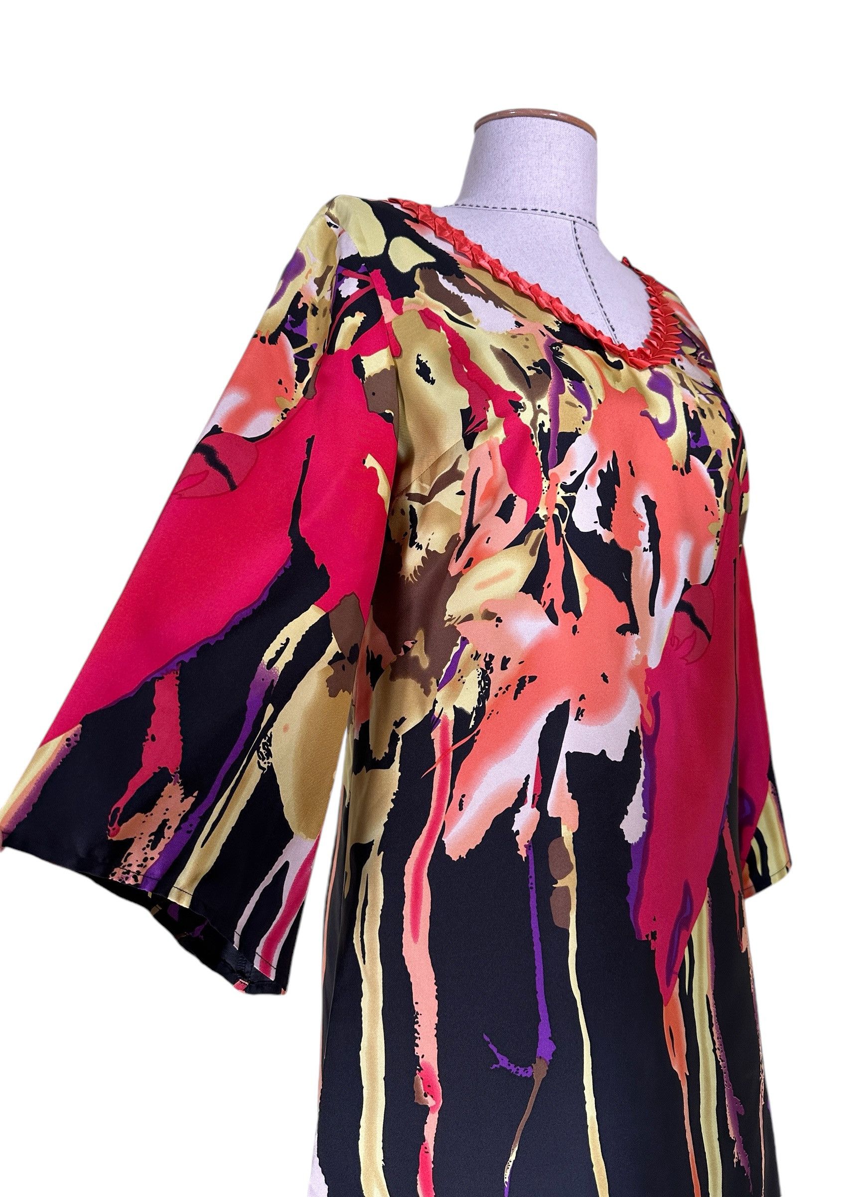 Designer Creton Silk Midi Dress Size M / US 6-8 / IT 42-44 - 3 Thumbnail