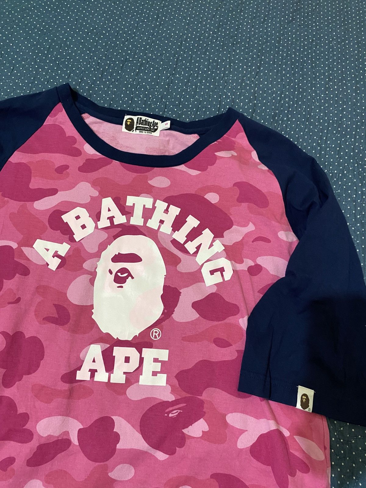 Bape Bape College Tee Pink - Raglan Size S / US 4 / IT 40 - 3 Thumbnail