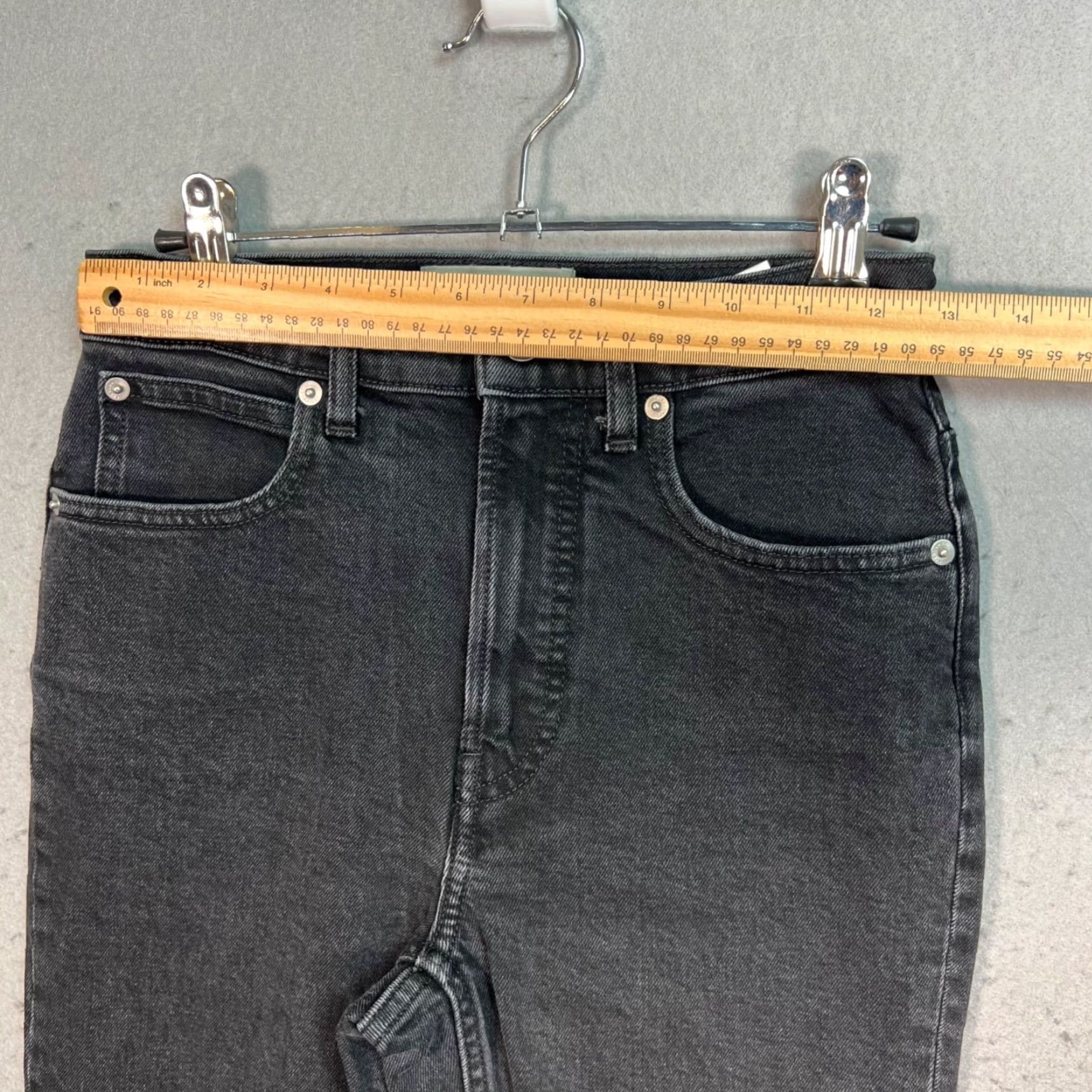 Everlane Everlane Womens The Way High Slim Jeans Organic Cotton Black Size 24 Short Denim 28Inseam 5-Pocket Slim Tapered Womens Jeans Size 42" / US 20 - 6 Thumbnail