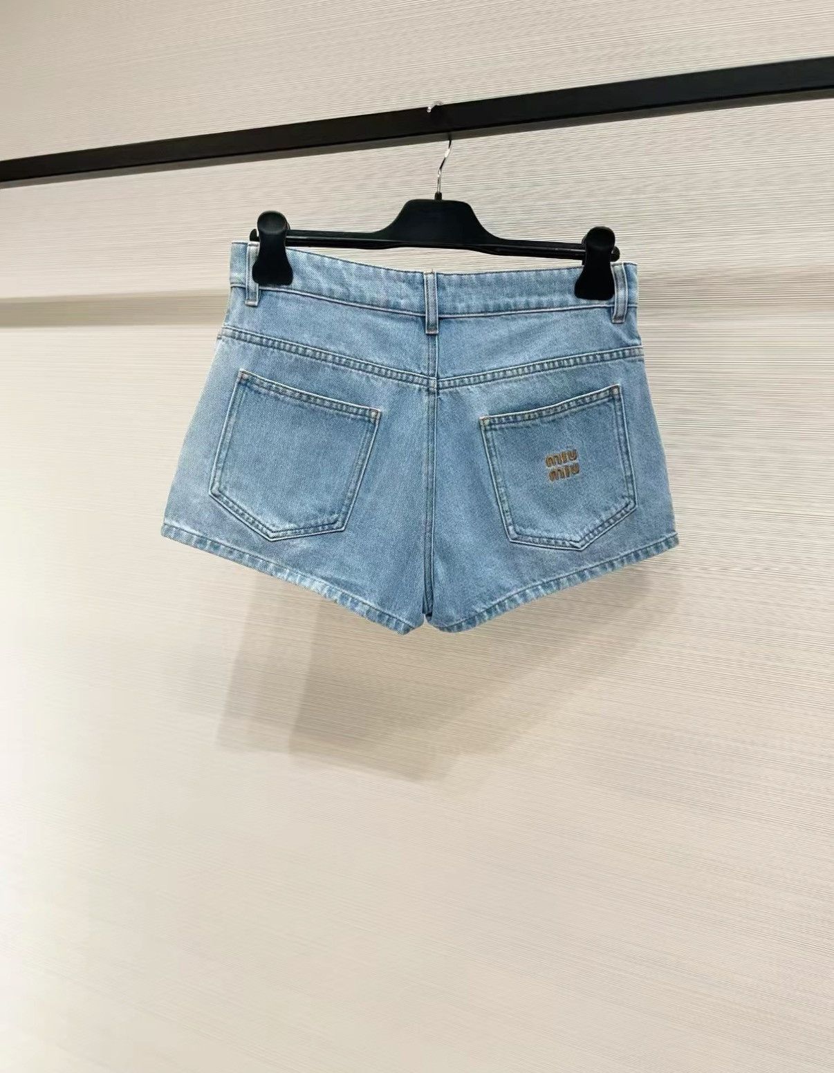 Miu Miu Miu Miu Light Blue High-Waisted Denim Shorts J33 Size 27" / US 4 / IT 40 - 2 Thumbnail