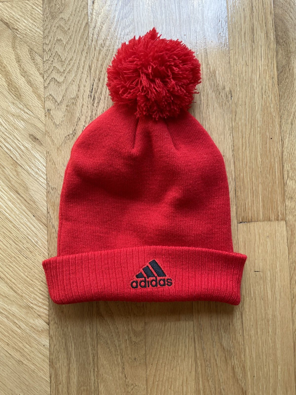 Adidas Adidas Chicago Blackhawks Embroidered Cuffed Knit Pom Beanie Size ONE SIZE - 3 Thumbnail