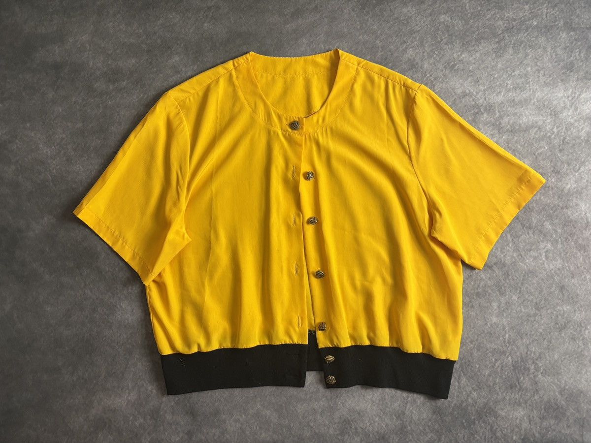 Marks & Spencer × Vintage 1980s Vintage St. Michaels Short Sleeve Blouse Elastic Poly Size XXL / US 16-18 / IT 52-54 - 11 Thumbnail